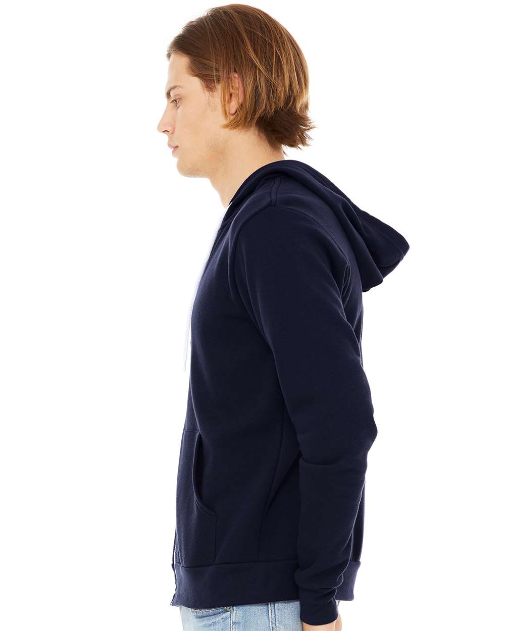 mdl Navy Color Unisex Sponge Fleece Full-Zip Hoodie