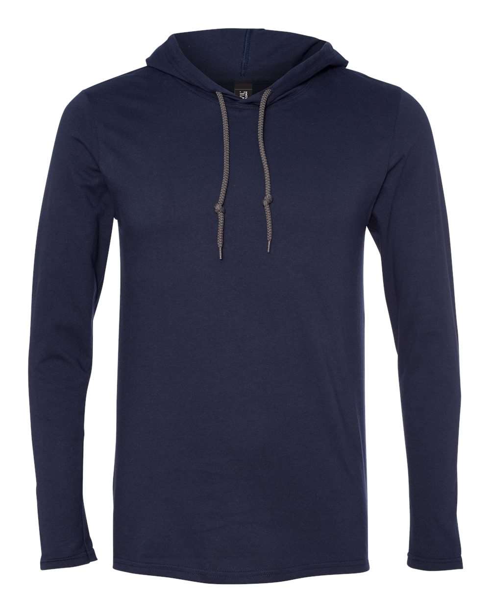 Gildan Softstyle® Lightweight Hooded Long Sleeve T-Shirt 987 #color_Navy/ Dark Grey