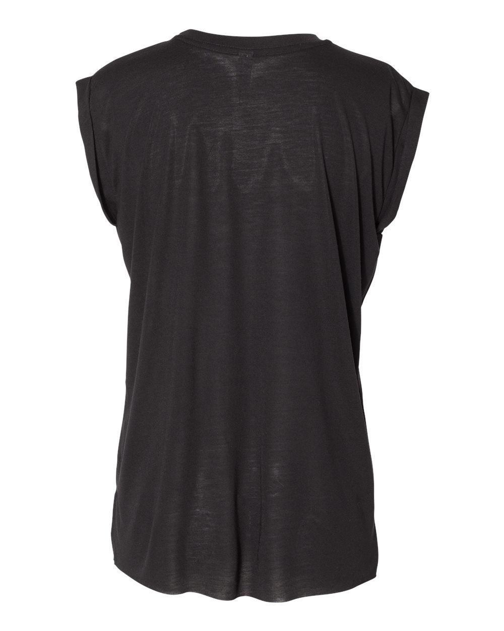Black Color Women’s Flowy Rolled Cuffs Muscle Tee