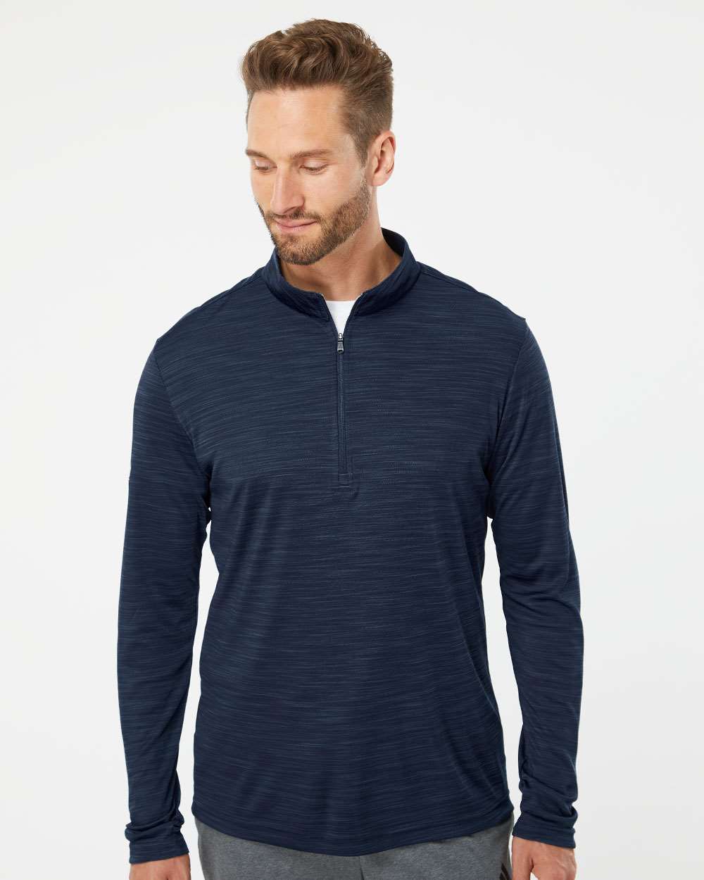 Adidas  A475 Lightweight Mélange Quarter-Zip Pullover #colormdl_Collegiate Navy Melange