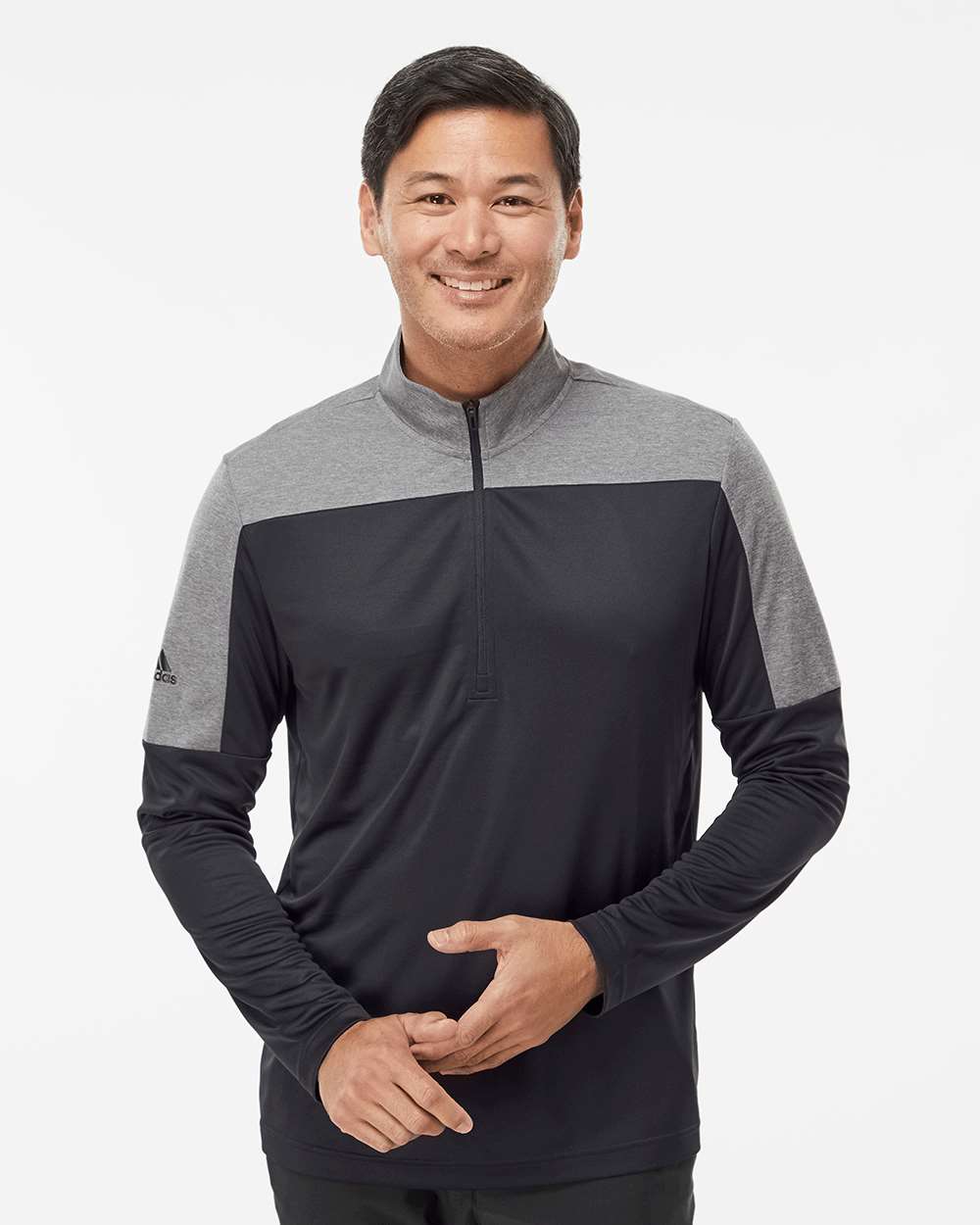 Adidas A552 Lightweight Quarter-Zip Pullover #colormdl_Black/ Grey Three Melange
