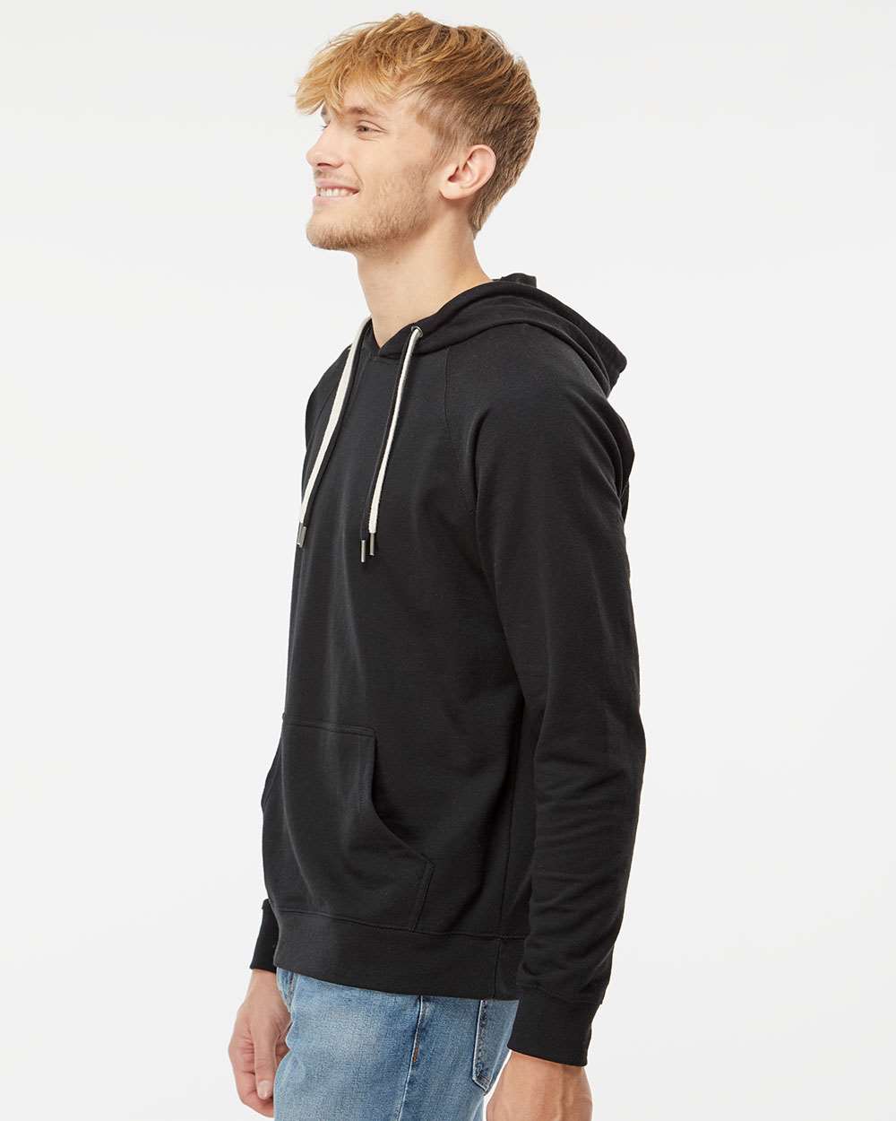 Independent Trading Co. Icon Unisex Lightweight Loopback Terry Hooded Sweatshirt SS1000 #colormdl_Black