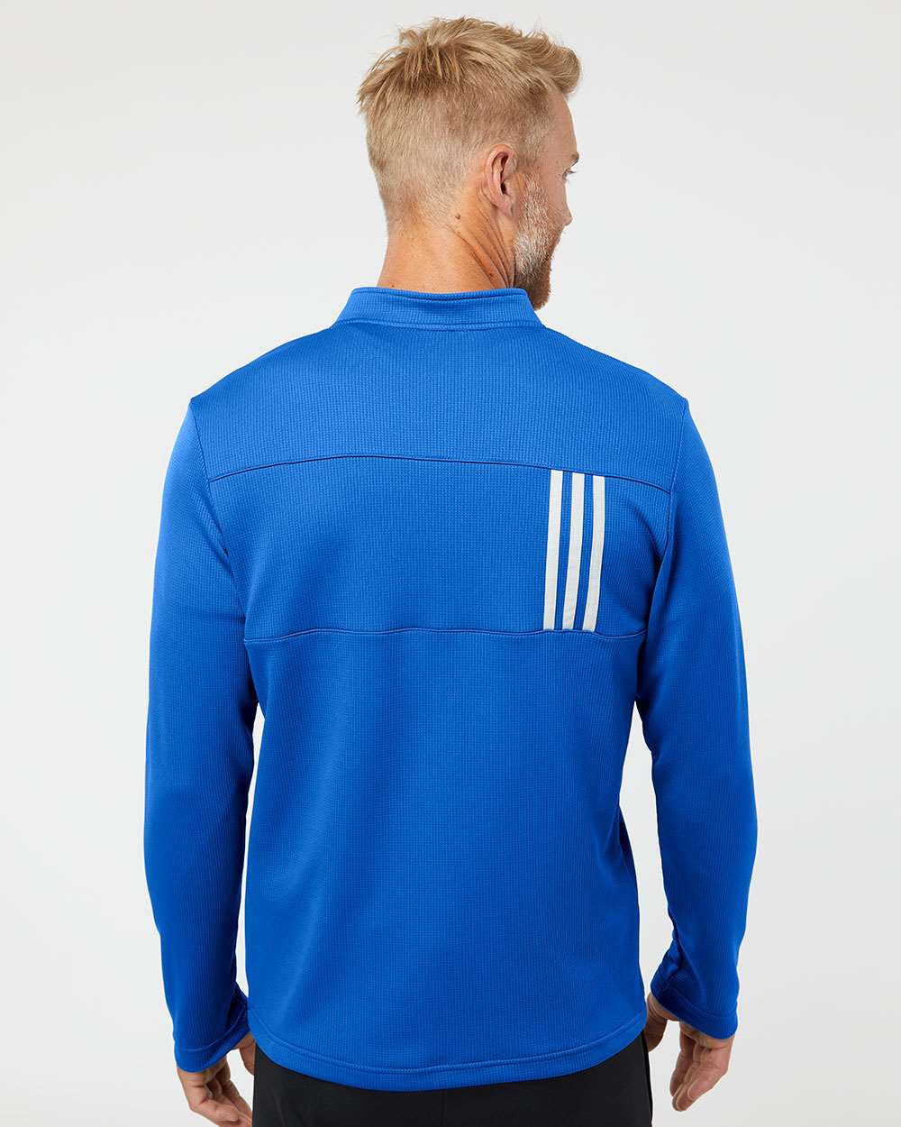 Adidas  A482 3-Stripes Double Knit Quarter-Zip Pullover #colormdl_Team Royal/ Grey Two