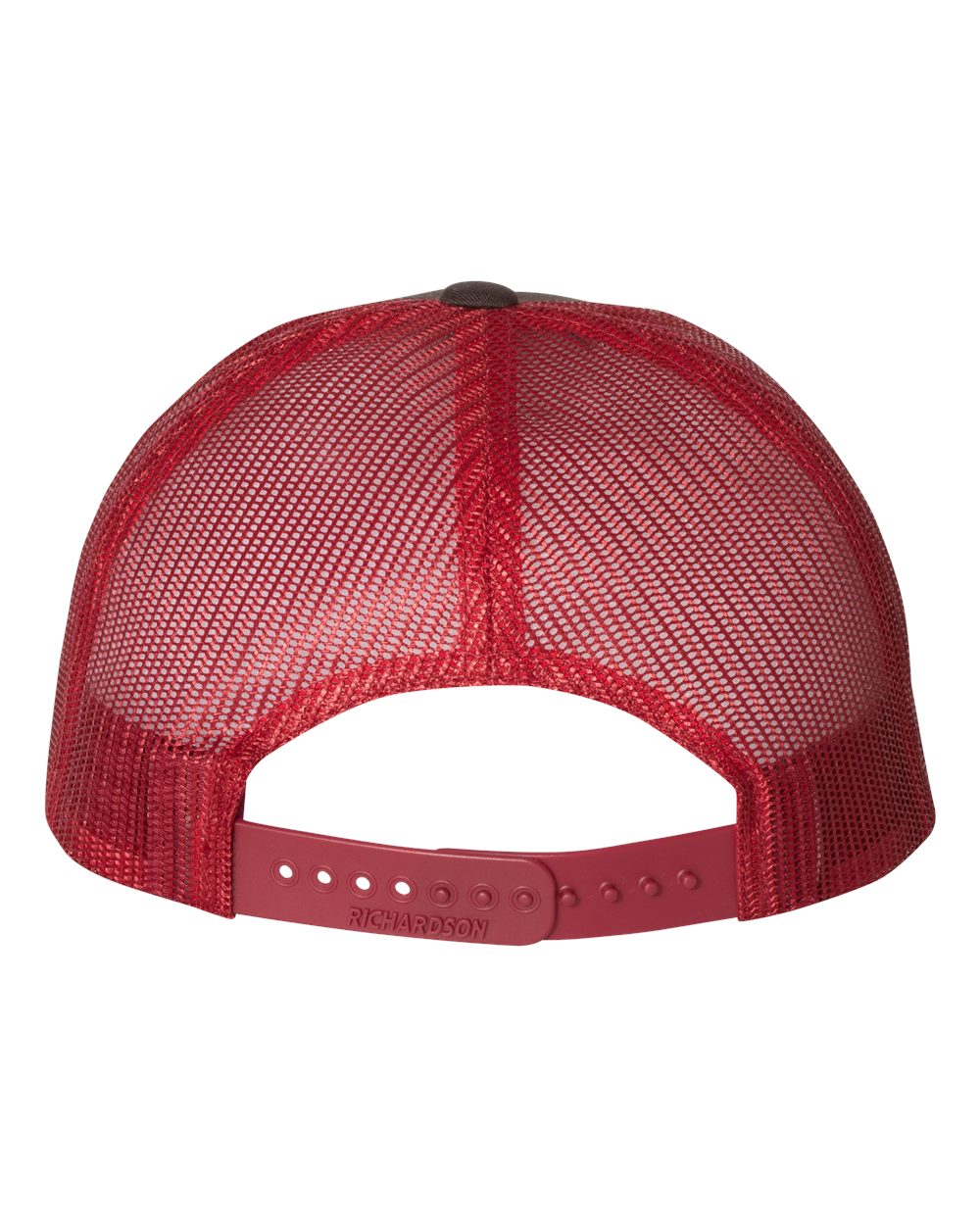 Coffee and Claret Color Richardson Low Pro Trucker Cap Back View