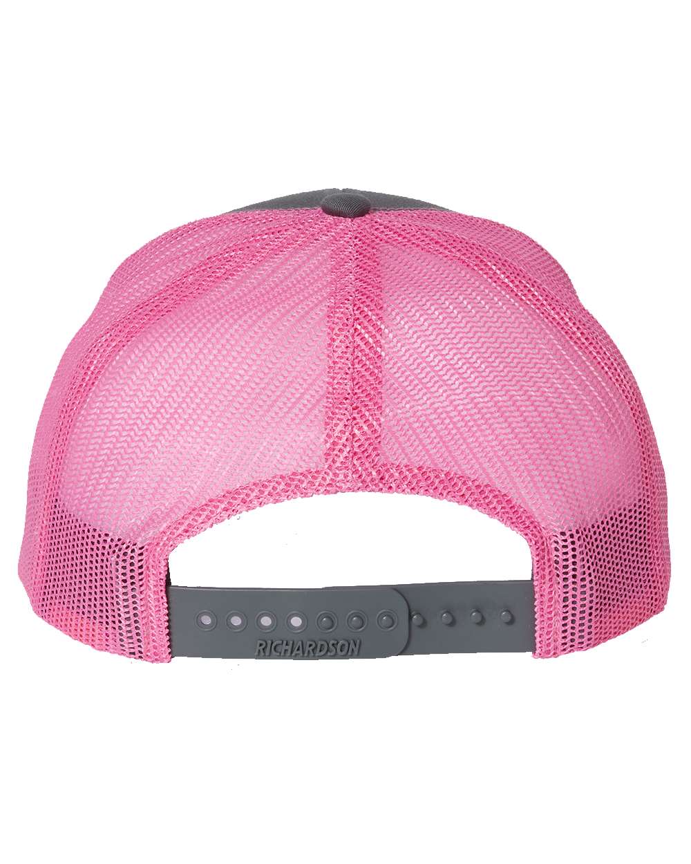 Charcoal and Neon Pink Color Adjustable Snapback Trucker Cap Back View