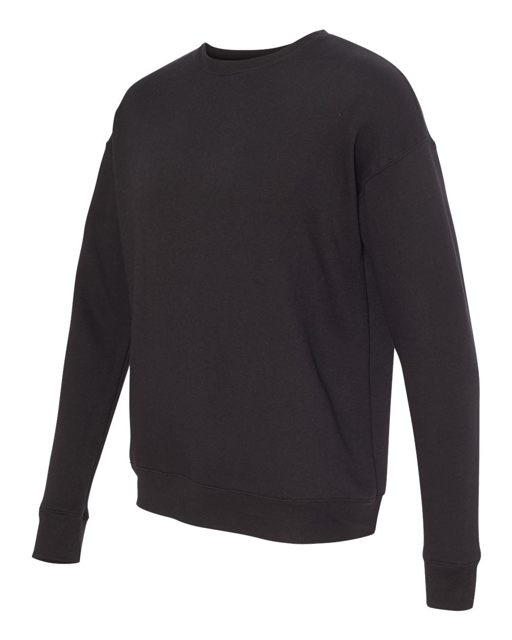 Black Color Unisex Sponge Fleece Drop Shoulder Crewneck Sweats