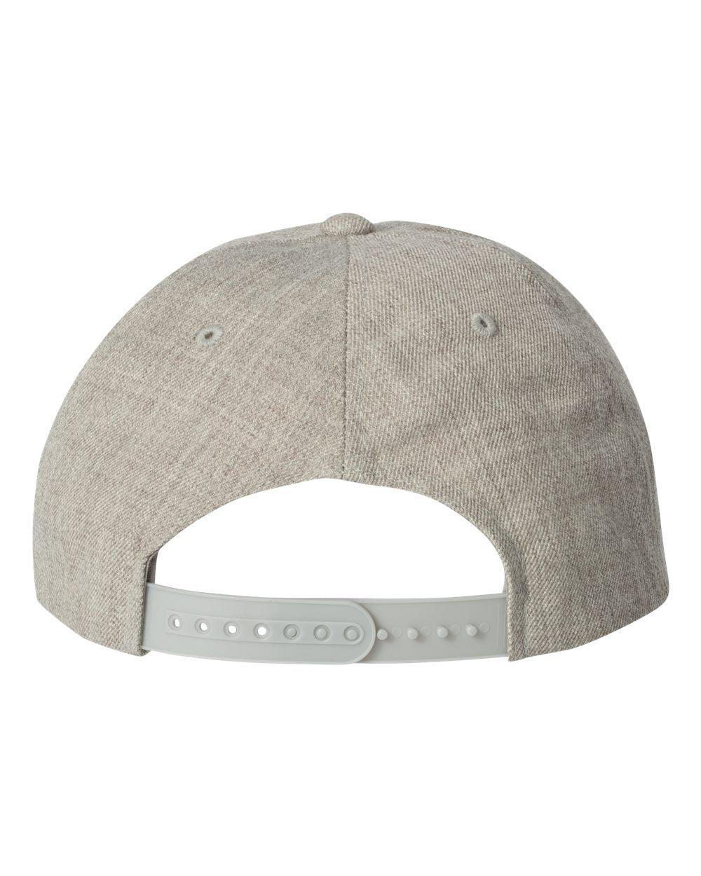 Heather Grey Color Wool Blend Snapback Cap Back View