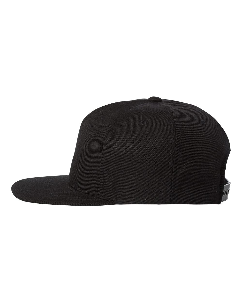 Black Color Wool Blend Snapback Cap Side View