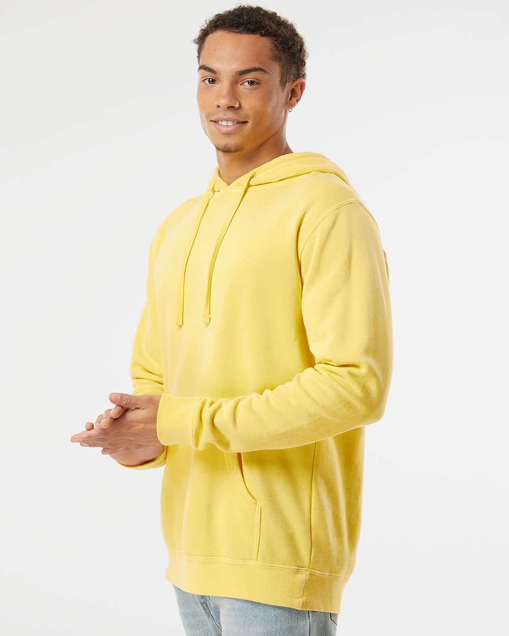 Independent Trading Co. Unisex Midweight Pigment-Dyed Hooded Sweatshirt PRM4500 #colormdl_Pigment Yellow