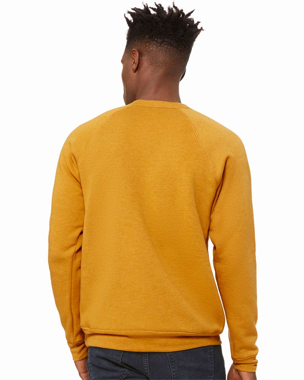 mdl Heather Mustard Color Unisex Sponge Fleece Raglan Crewneck Sweatshirt