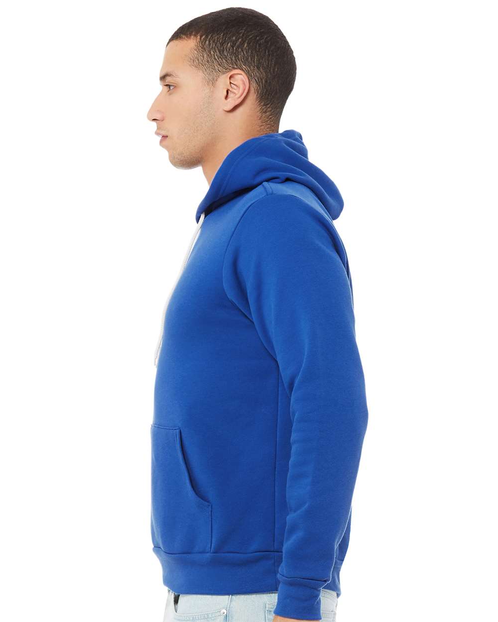 BELLA + CANVAS Unisex Sponge Fleece Hoodie 3719 mdl True Royal Color Unisex Sponge Fleece Hoodie