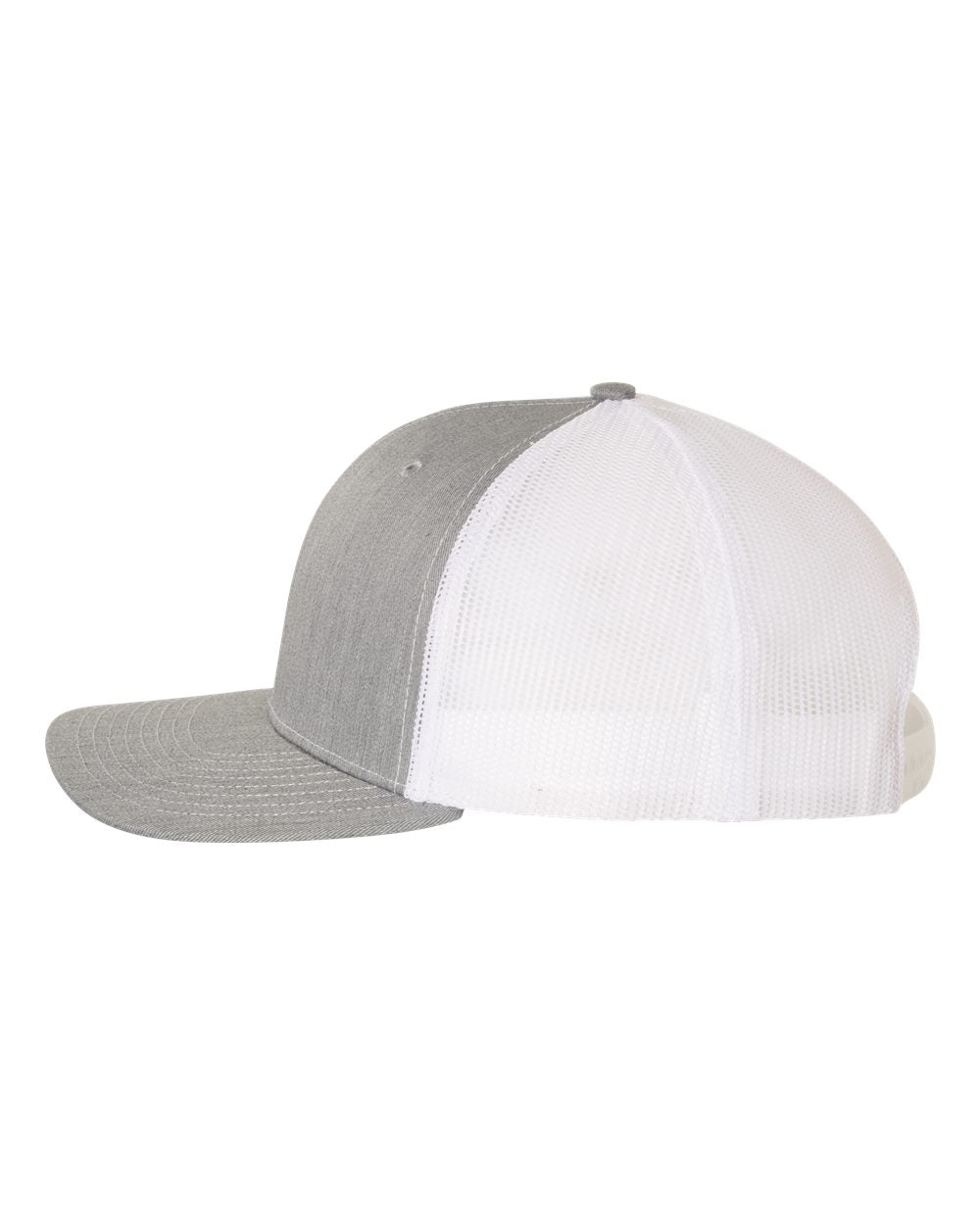 Richardson Adjustable Snapback Trucker Cap 112 Heather Grey and White  Adjustable Snapback Trucker Cap Side View