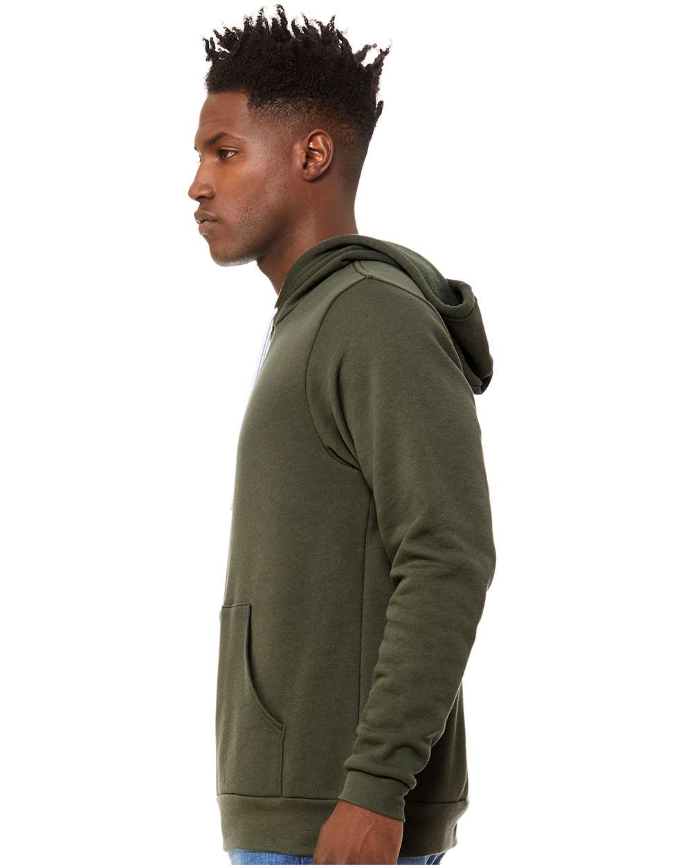 BELLA + CANVAS Unisex Sponge Fleece Hoodie 3719 mdl Military Green Color Unisex Sponge Fleece Hoodie