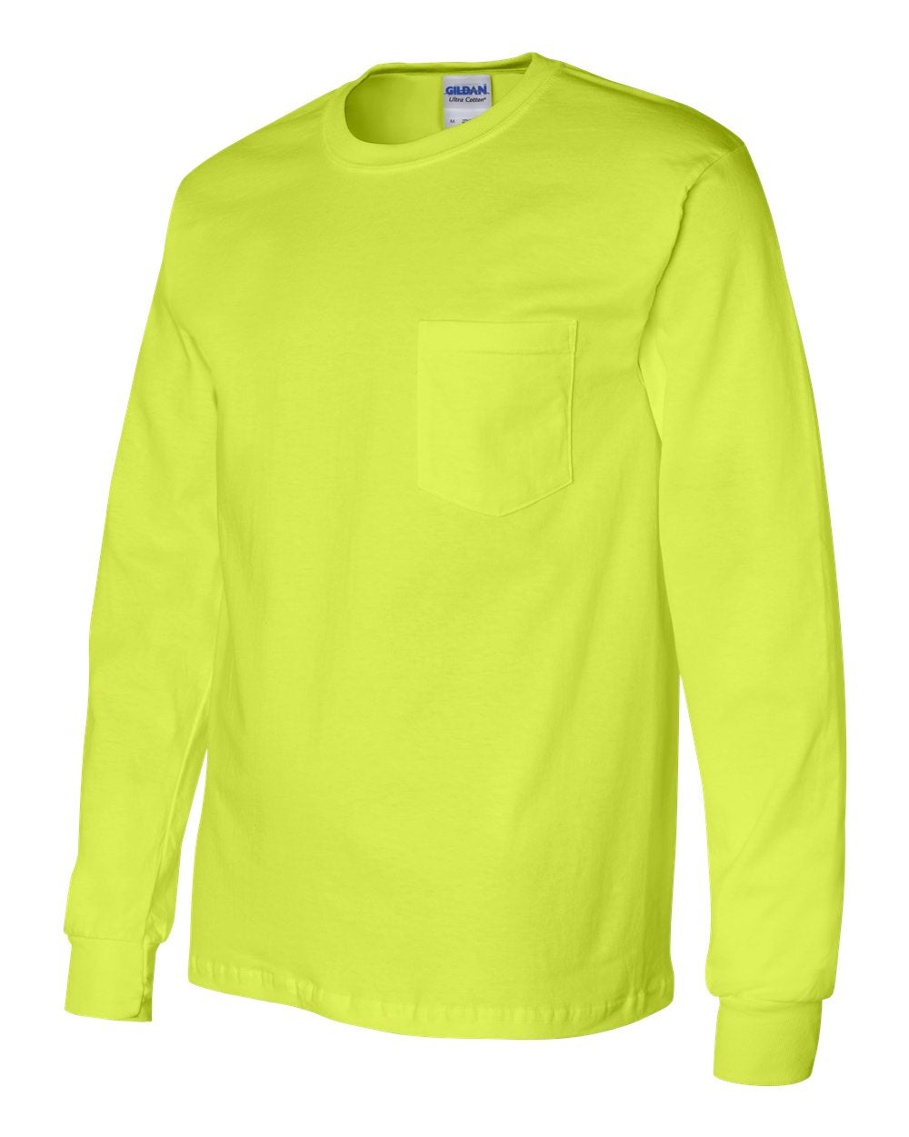 Gildan Ultra Cotton® Long Sleeve Pocket T-Shirt 2410 #color_Safety Green