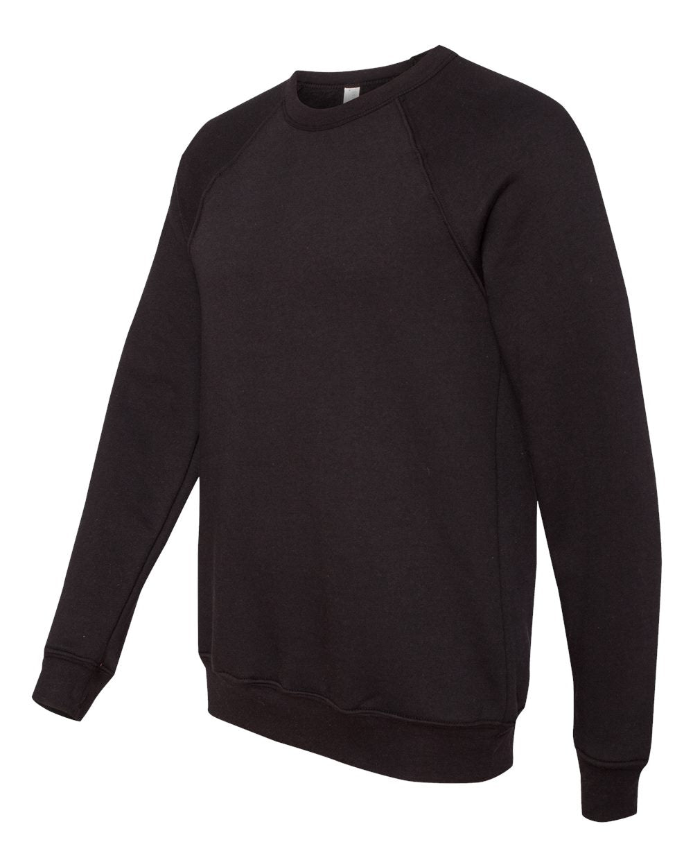 Black Color Unisex Sponge Fleece Raglan Crewneck Sweatshirt