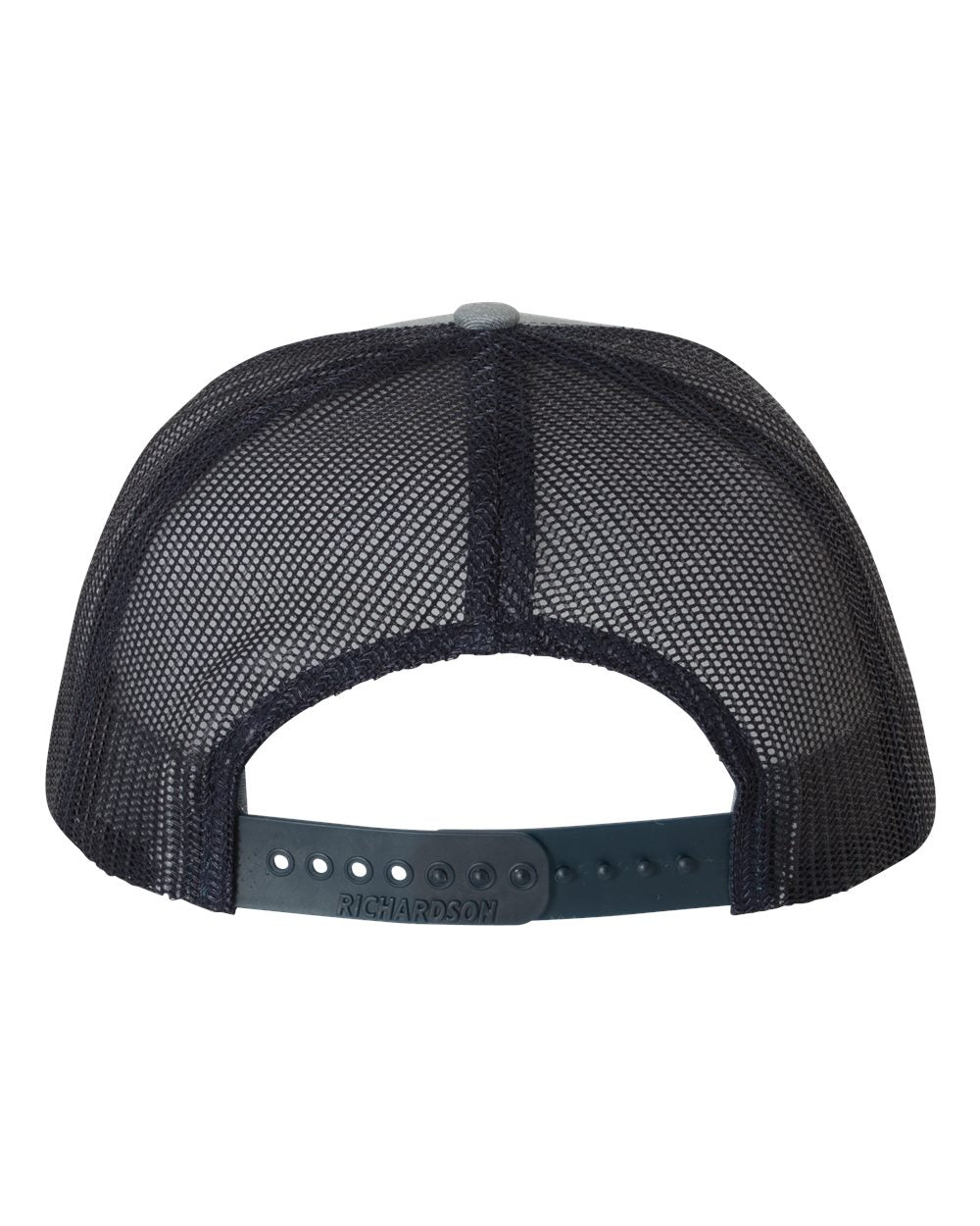 Richardson Adjustable Snapback Trucker Cap 112 Heather Grey and Navy Adjustable Snapback Trucker Cap Back View