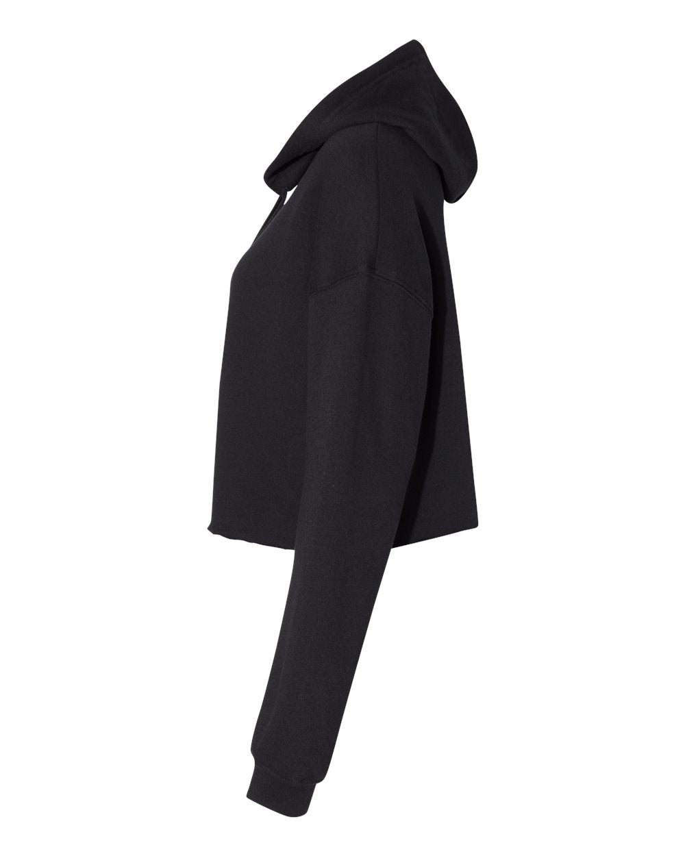 Black Color Women's Crop Fleece Hoodie