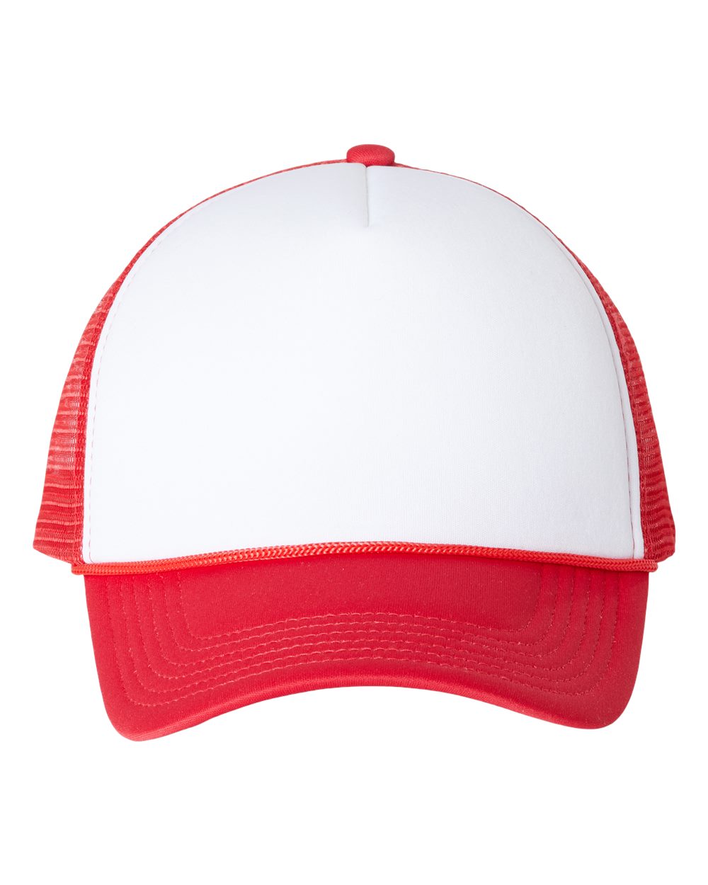 White and Red Color Mesh-Back Trucker Cap