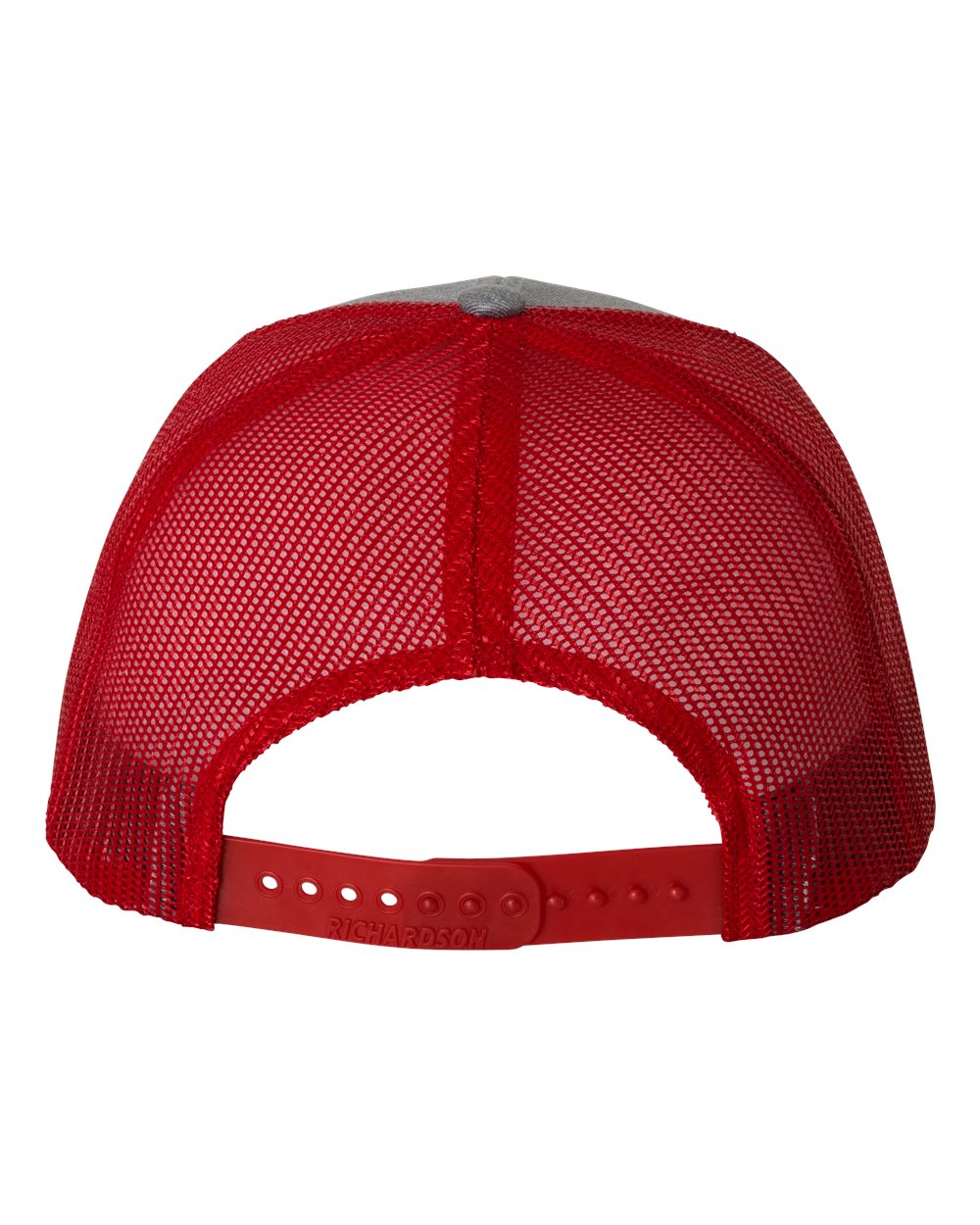 Heather Grey and Red Adjustable Snapback Trucker Cap Back View