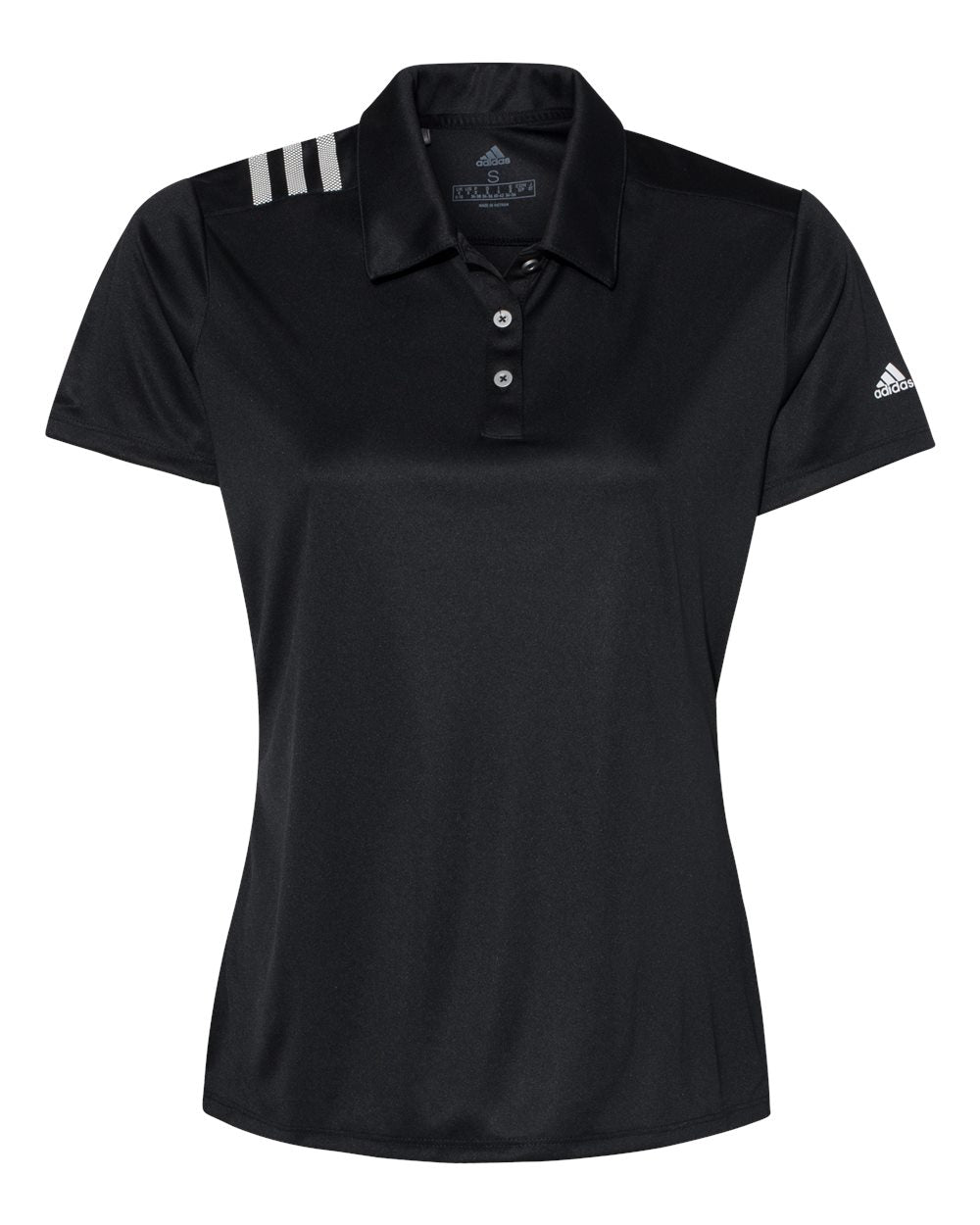Adidas A325 Women's 3-Stripes Shoulder Polo #color_Black/ White