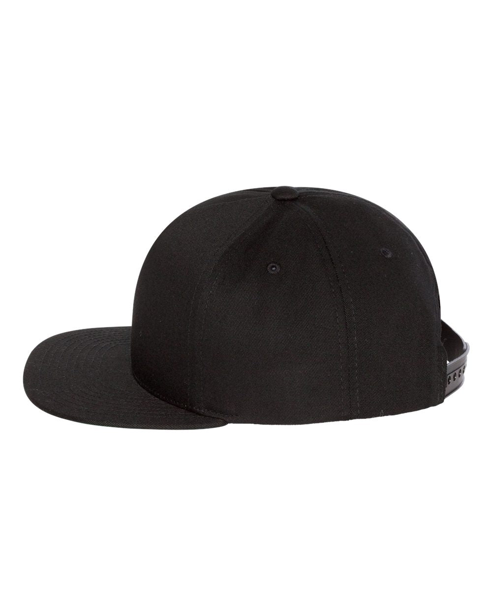 Black Color Flat Bill Cap Side View