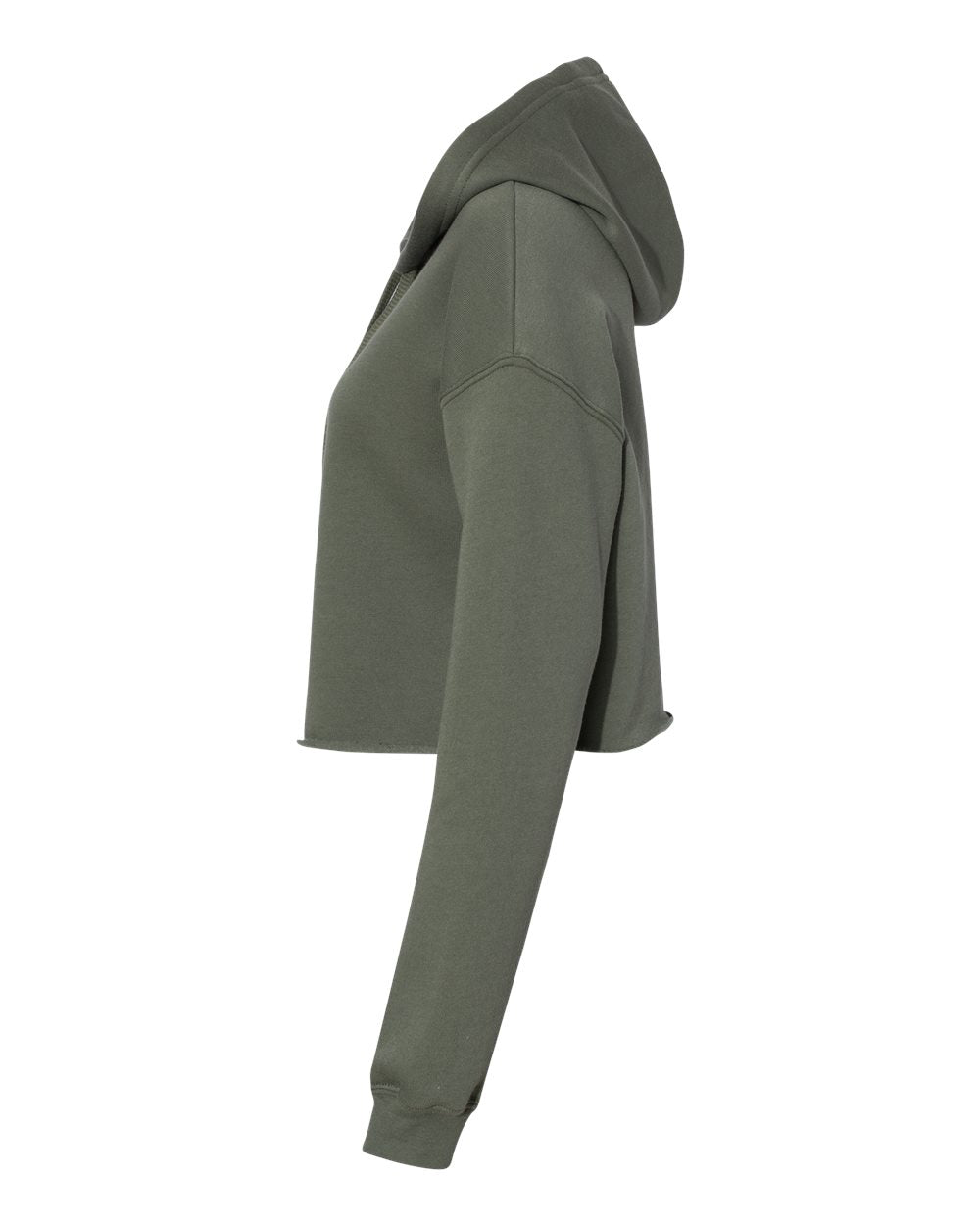 Military Green Color Women's Crop Fleece Hoodie