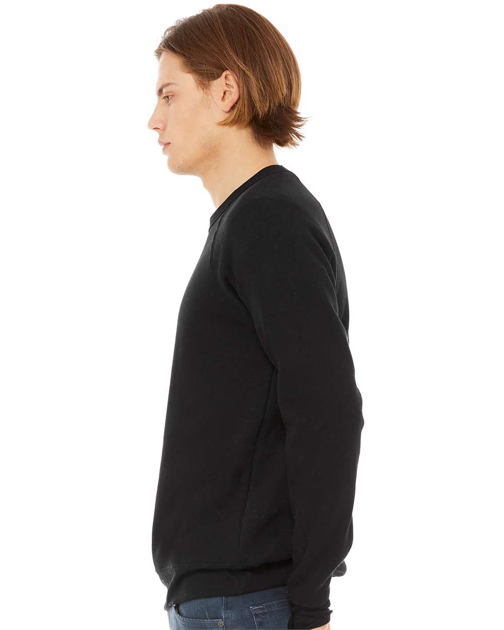 mdl Black Color Unisex Sponge Fleece Raglan Crewneck Sweatshirt