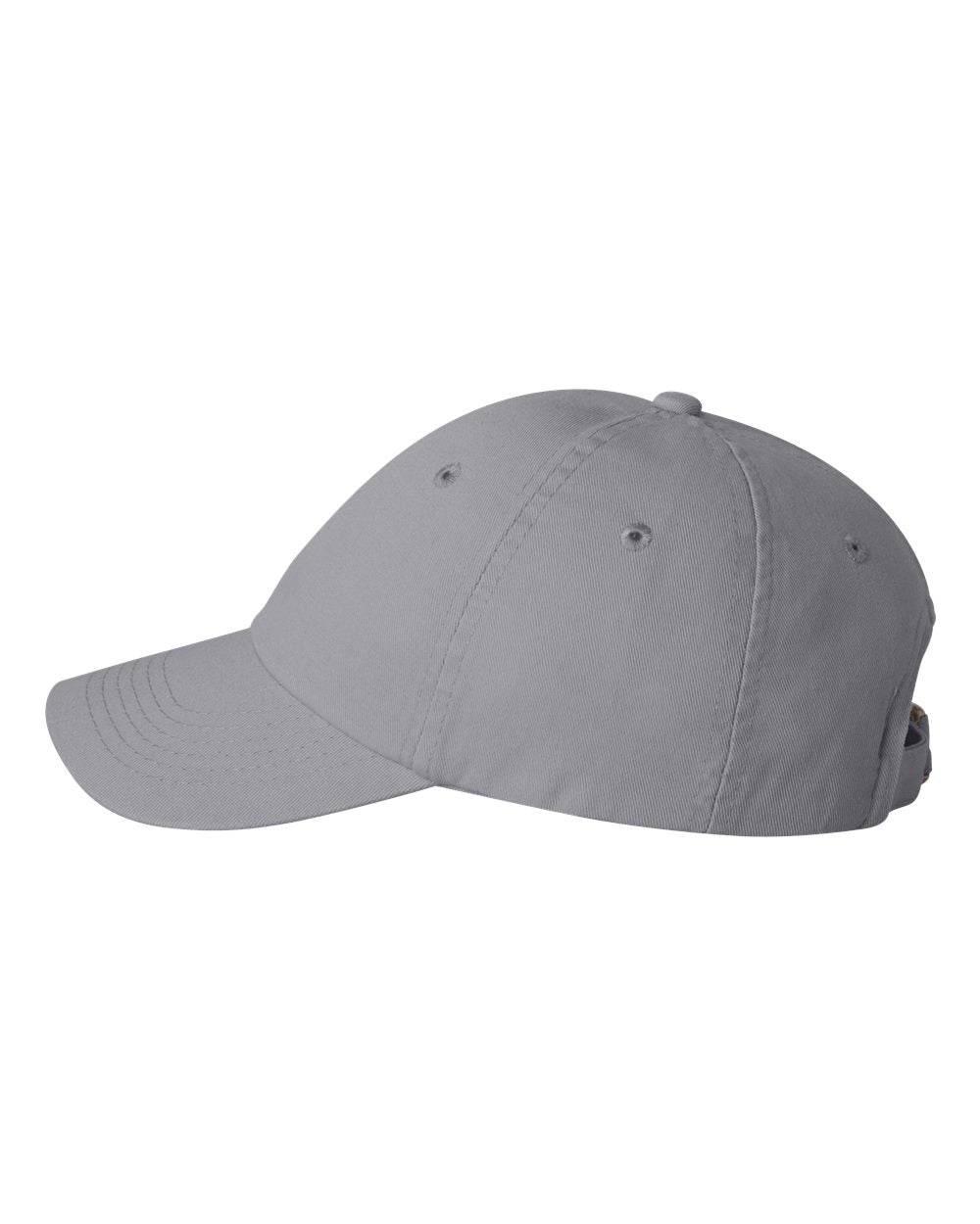 Grey Color Valucap Small Fit Bio-Washed Dad's Cap Side View