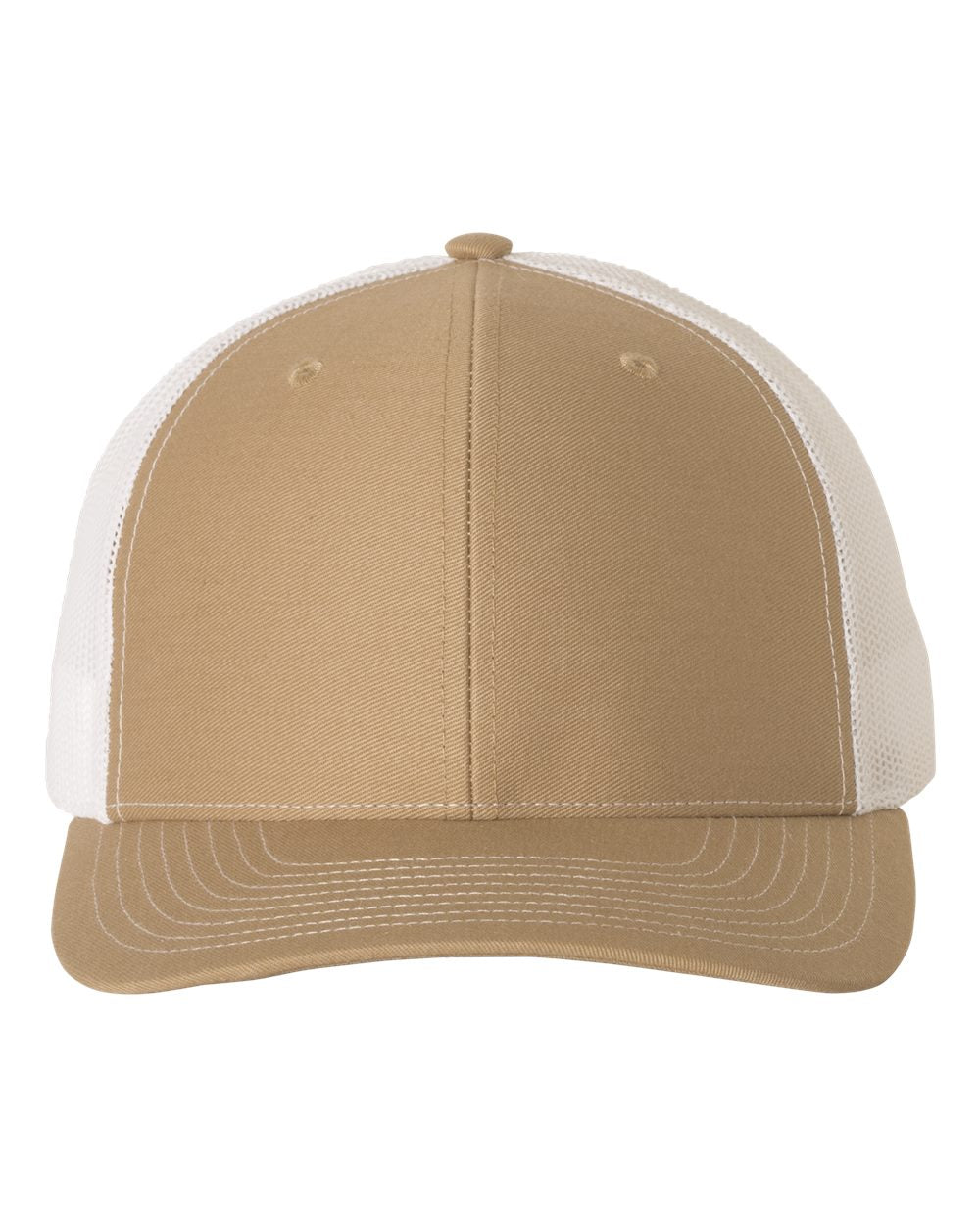 Khaki and White Color Adjustable Snapback Trucker Cap