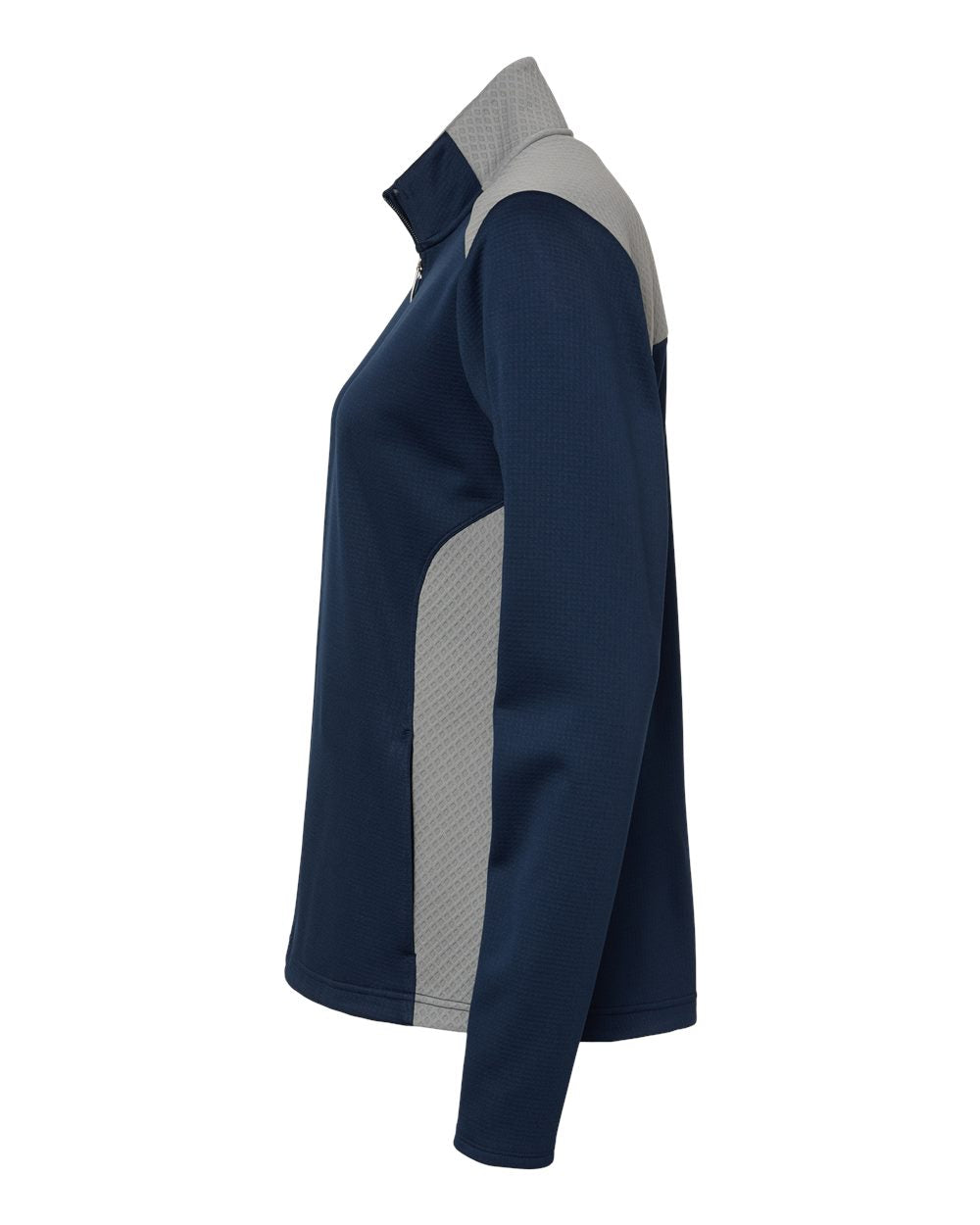 Adidas A529 Women's Textured Mixed Media Full-Zip Jacket #color_Collegiate Navy/ Grey Three