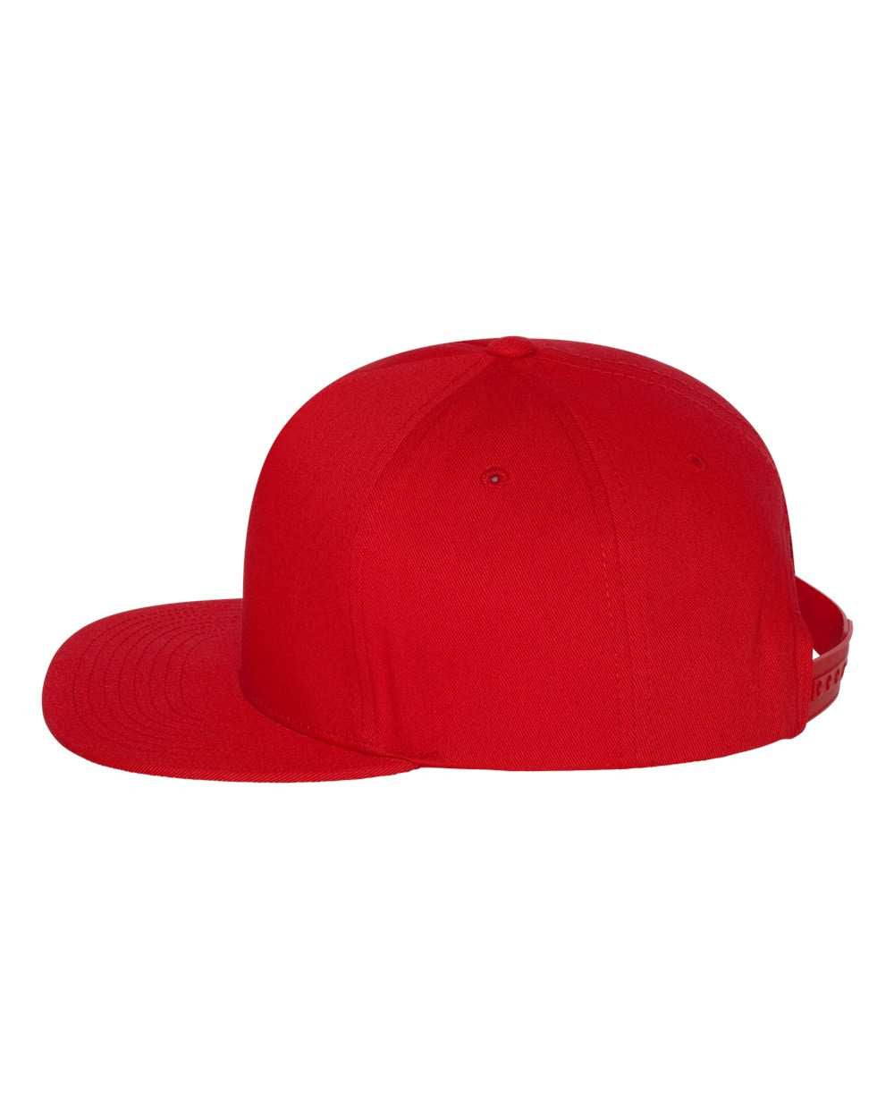 Red Color Flat Bill Cap Side View