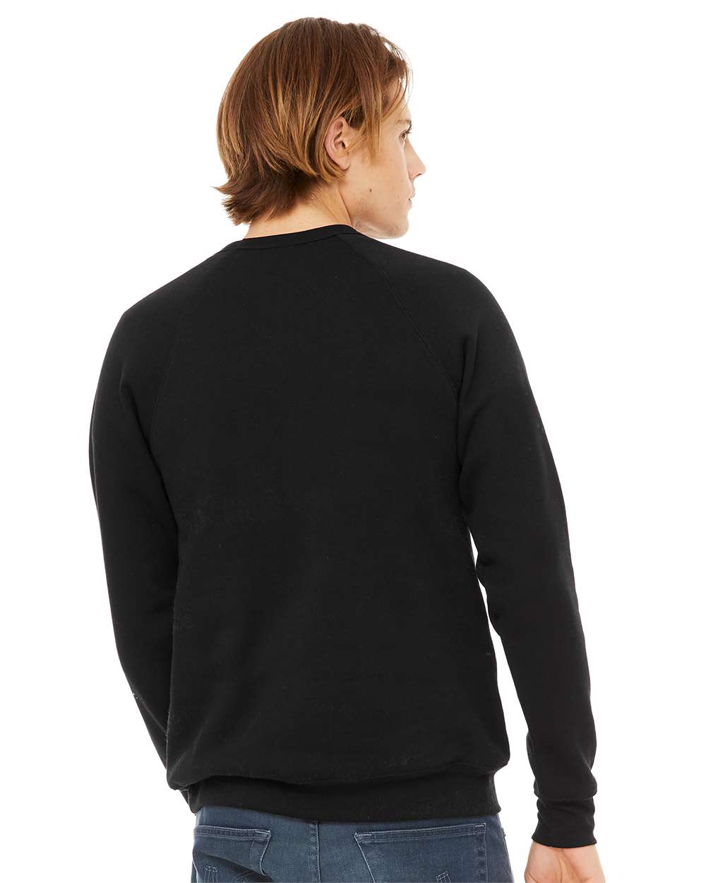 mdl Black Color Unisex Sponge Fleece Raglan Crewneck Sweatshirt