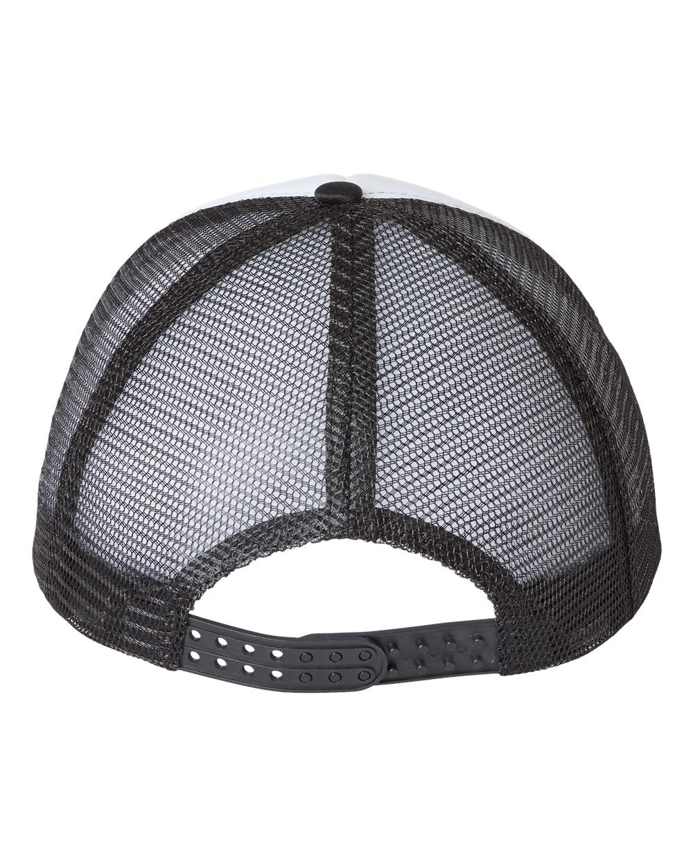 White and Black Color Mesh-Back Trucker Cap Back View