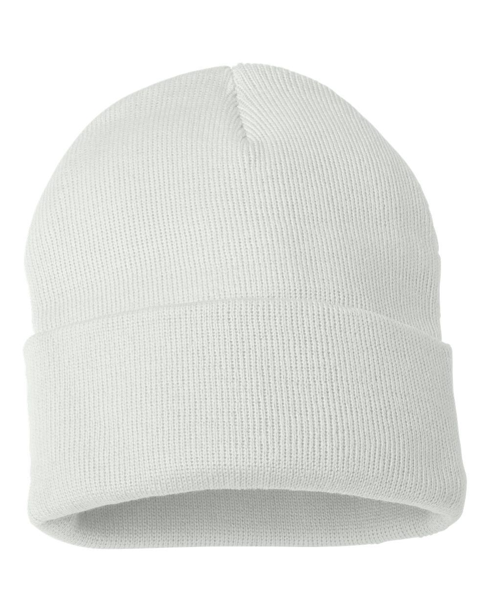 White Color Sportsman Solid 12" Cuffed Beanie