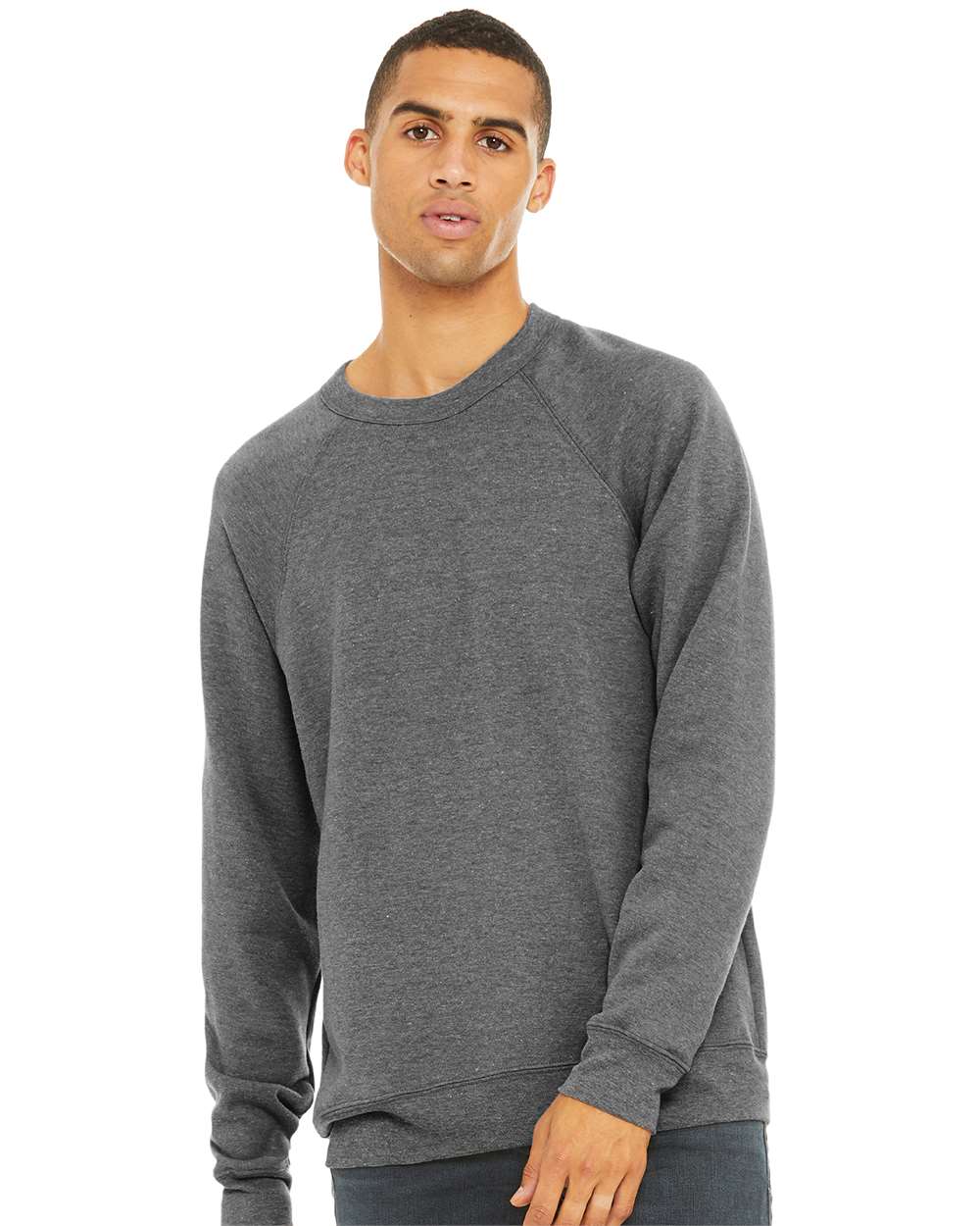 mdl Grey Triblend Color Unisex Sponge Fleece Raglan Crewneck Sweatshirt