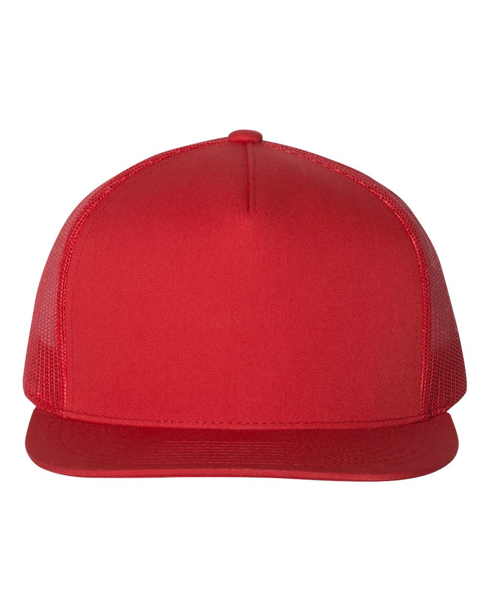 Red Color Flat Bill Trucker Cap