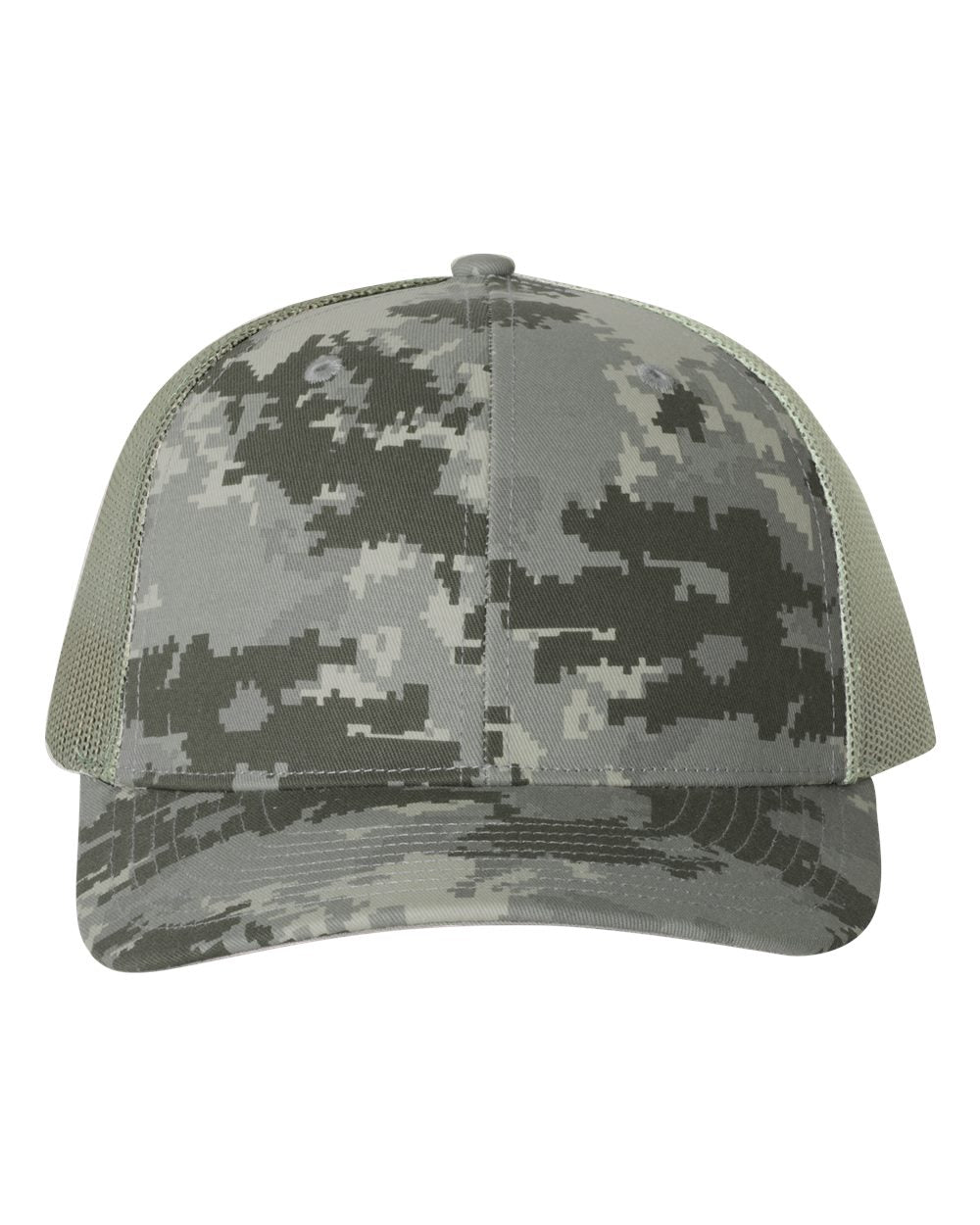 Military Digital Camo and Light Green Color Patterned Snapback Trucker Cap