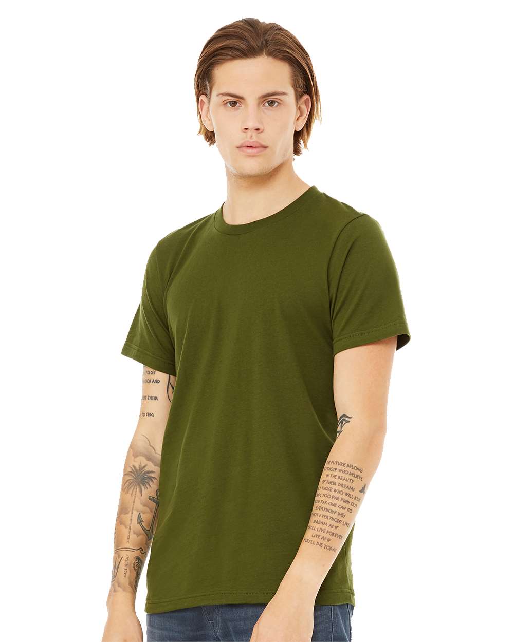 BELLA + CANVAS Unisex Jersey Tee 3001 mdl Olive Color BELLA + CANVAS Unisex Jersey Tee