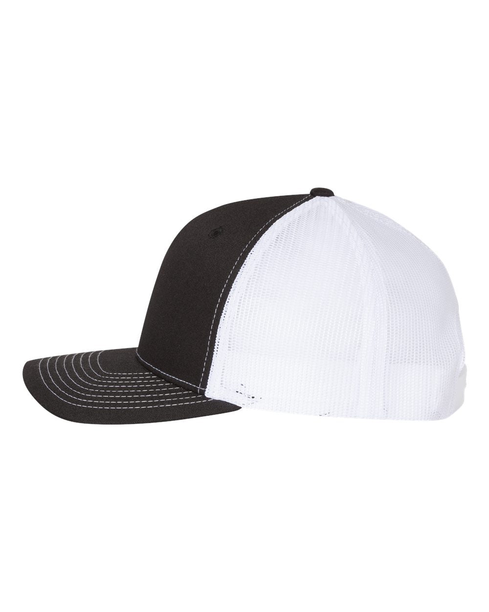Black and White Color Five-Panel Trucker Cap Side View