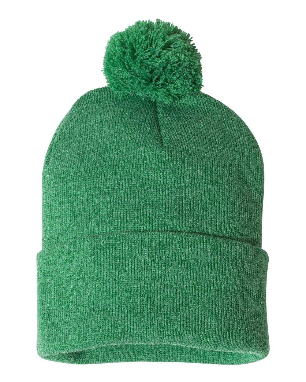 Heather Kelly Color Pom-Pom 12" Knit Beanie