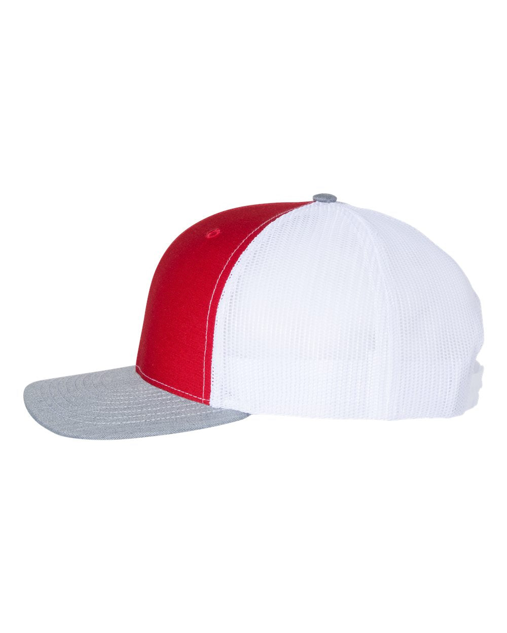 Red, White and Heather Grey Color Adjustable Snapback Trucker Cap