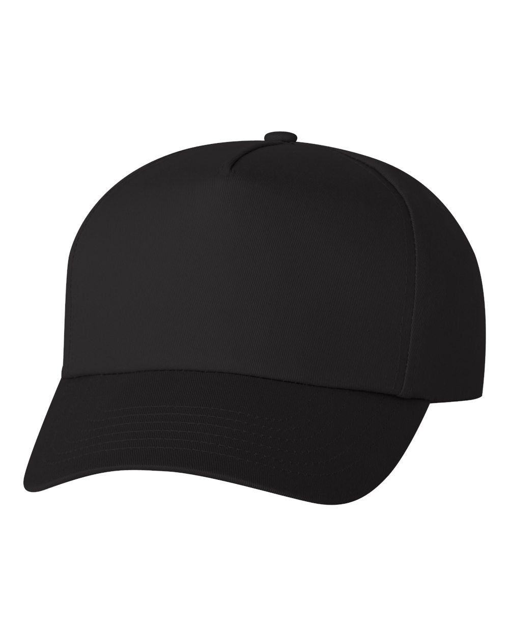 Black Color Valucap Five-Panel Twill Cap