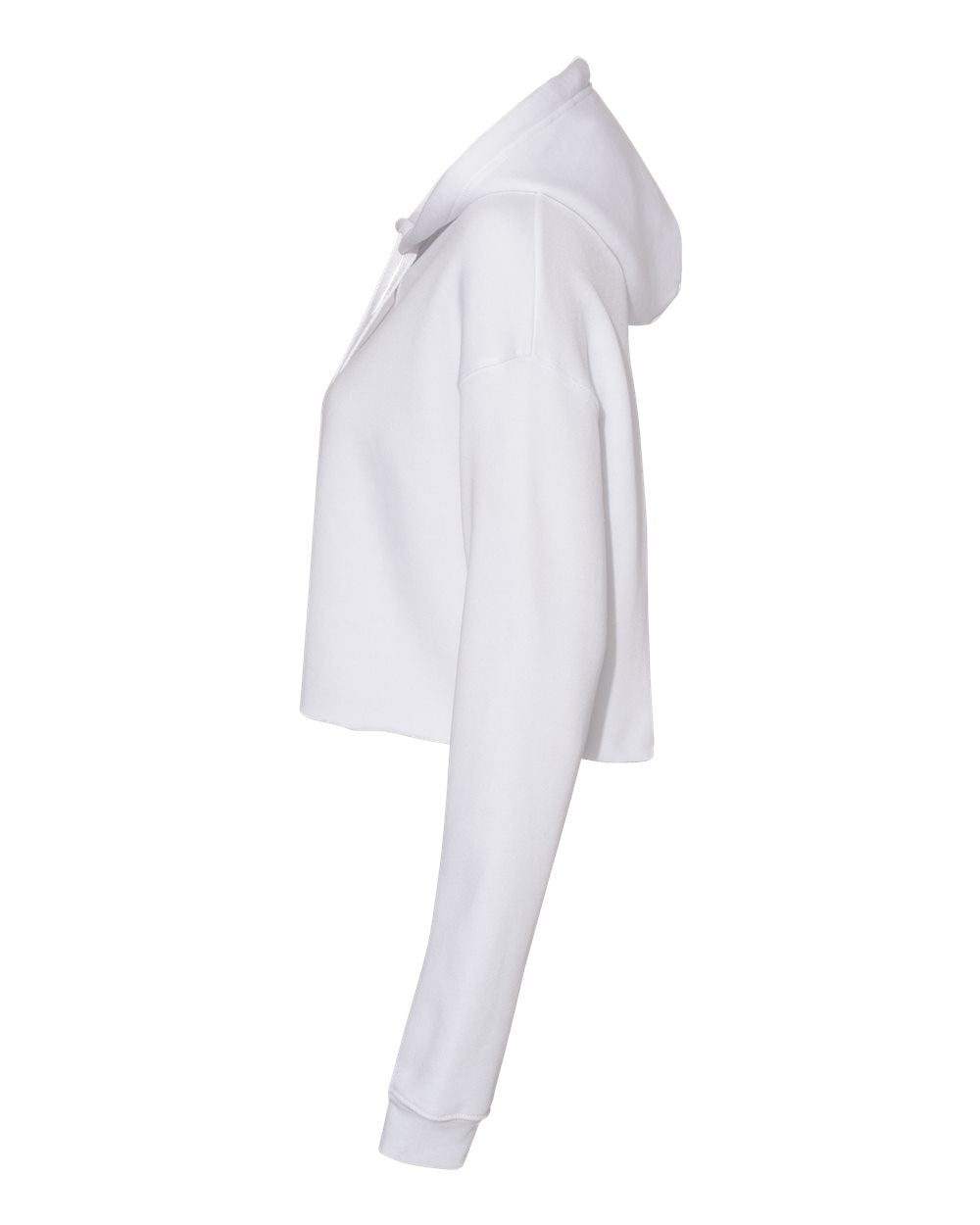 White Color Women's Crop Fleece Hoodie