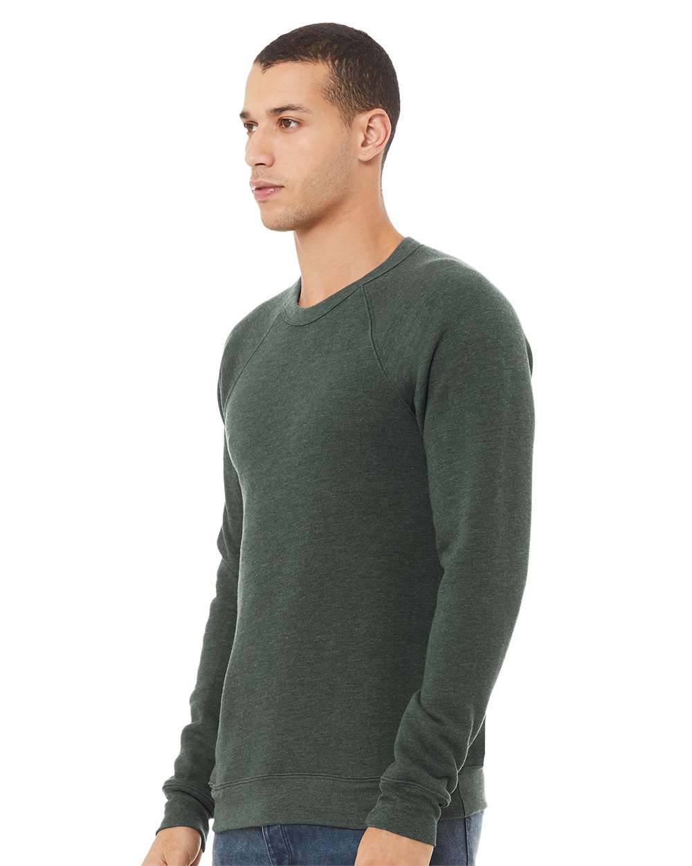 mdl Heather Forest Color Unisex Sponge Fleece Raglan Crewneck Sweatshirt