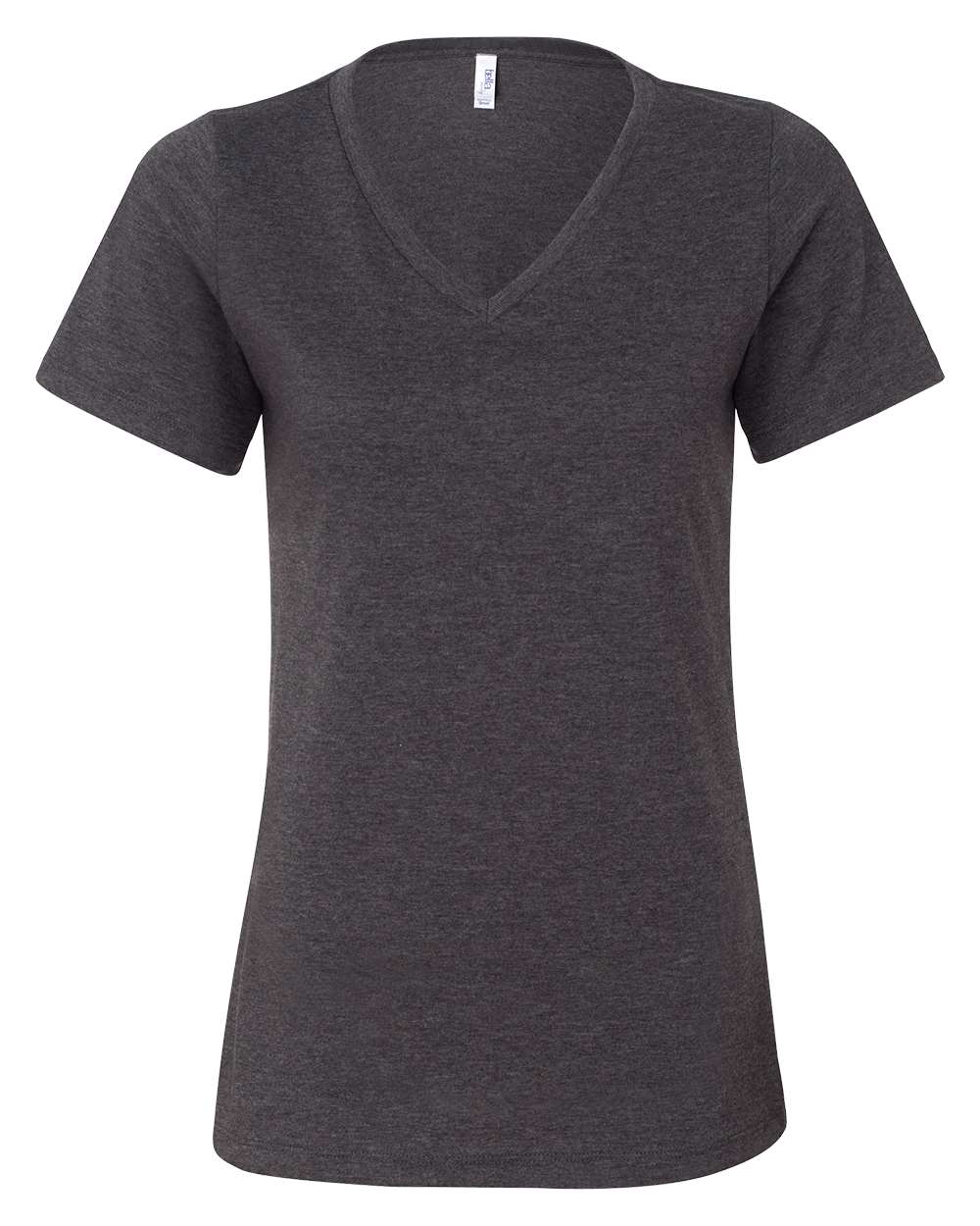 Dark Grey Heather Color Women's Relaxed Heather CVC V-Neck Tee