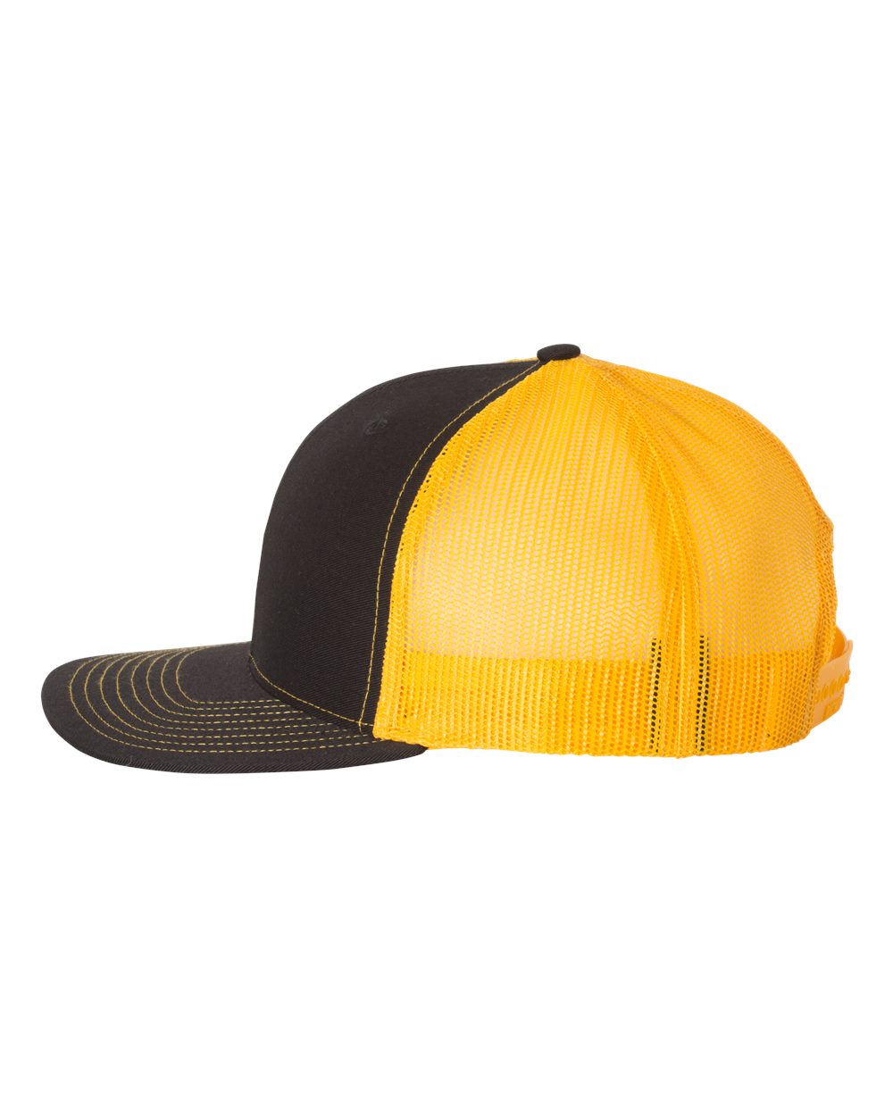 Black and Gold Color Adjustable Snapback Trucker Cap Side View