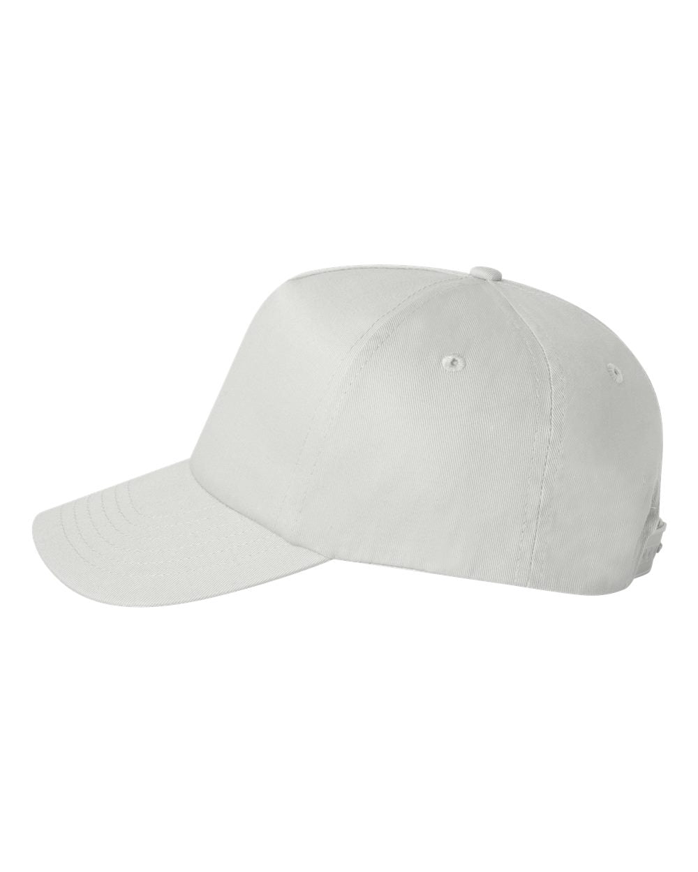 White Color Valucap Five-Panel Twill Cap Side View