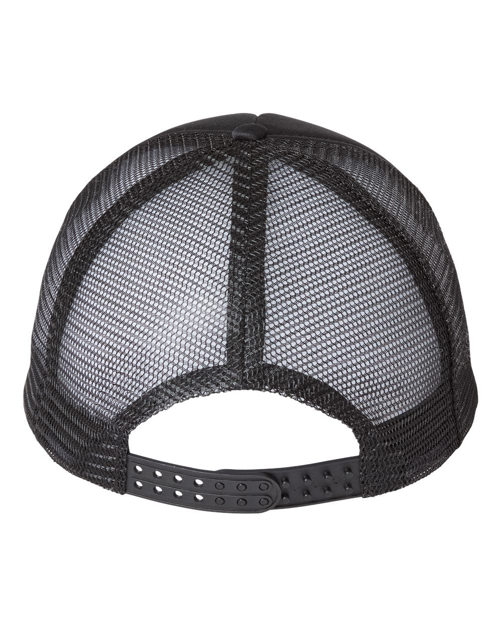 Black and Black Color Mesh-Back Trucker Cap Back View