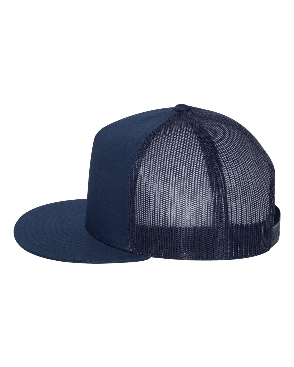 Navy Color Flat Bill Trucker Cap Side View