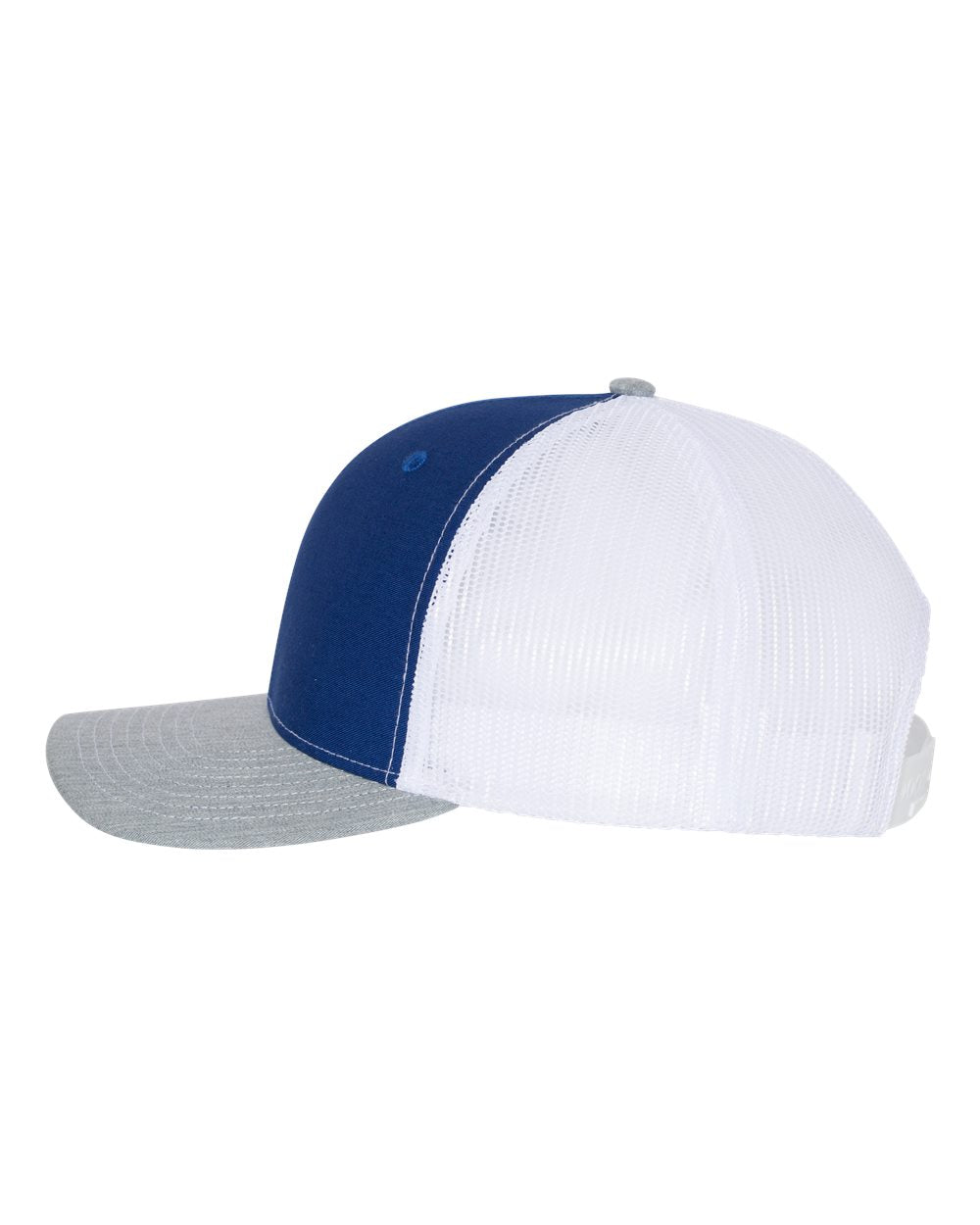Royal, White and Heather Grey Color Adjustable Snapback Trucker Cap